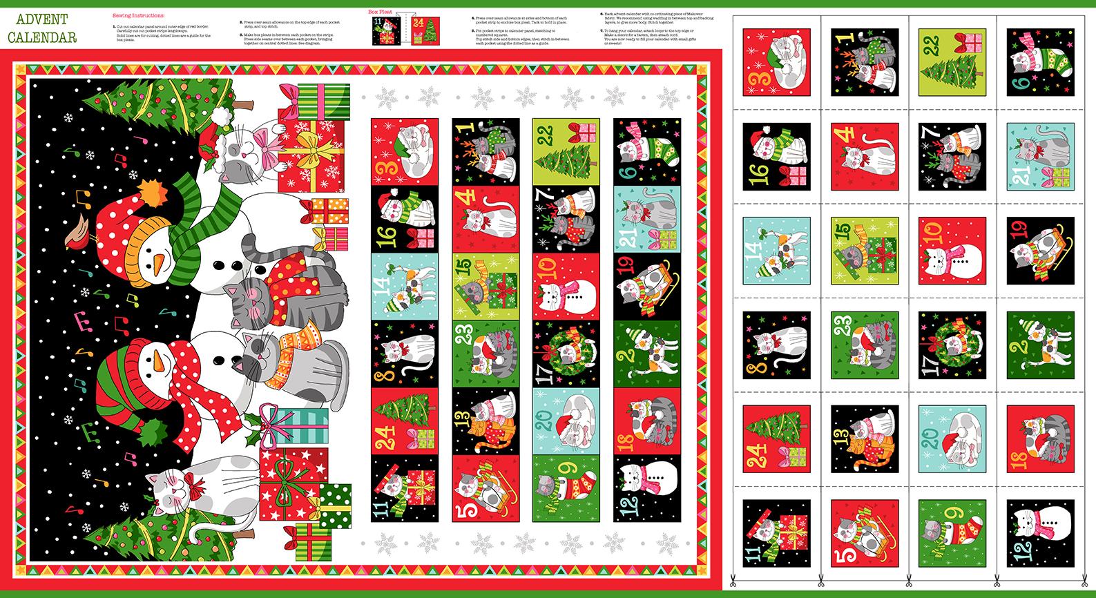 Santa Paws Advent Calendar Panel approx. 60cm Red 2477/1