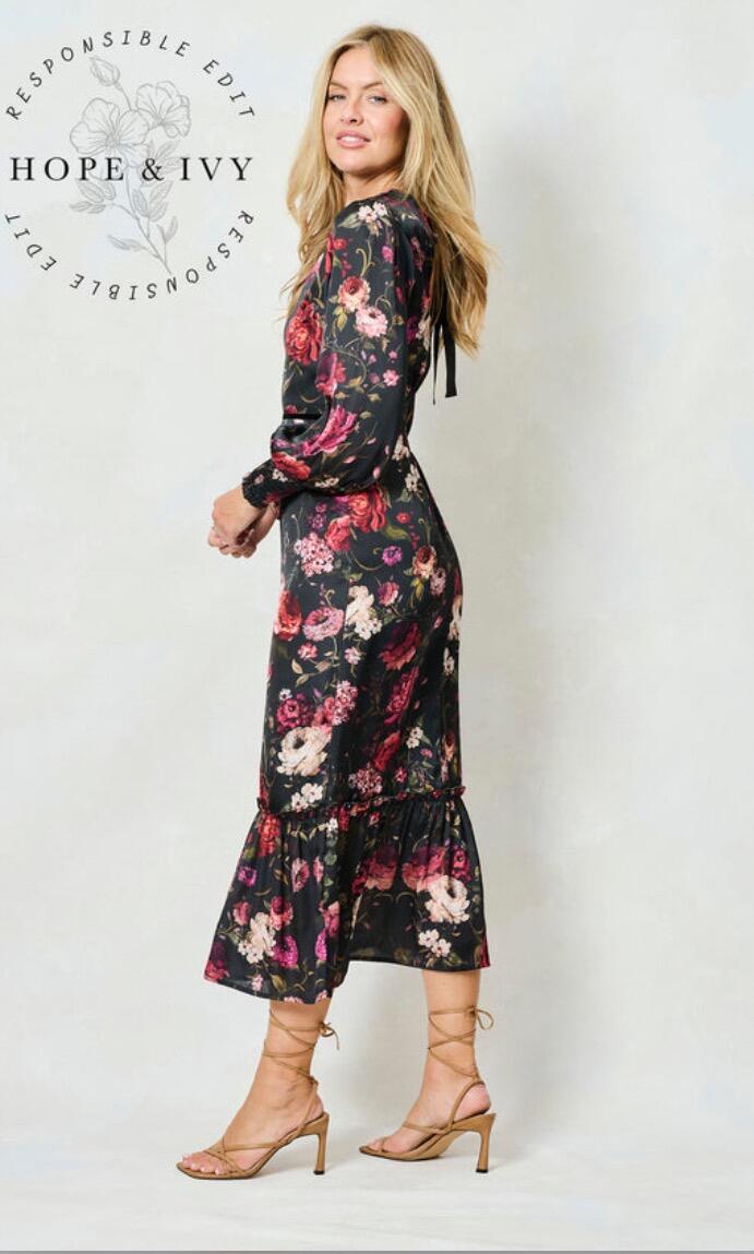 Hope & Ivy Holly Blouson Sleeve Maxi Dress
