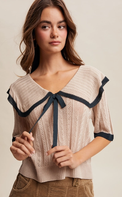 アメリヴィンテージSAILOR COLLAR DETAIL KNIT TOP セール】SAILOR COLLAR DETAIL KNIT TOP（ニット/セーター）｜Ameri