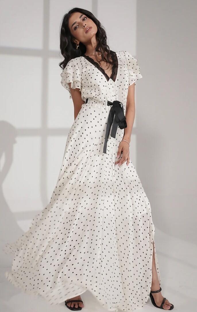 Polka Dot Chloe Ivory Maxi Dress