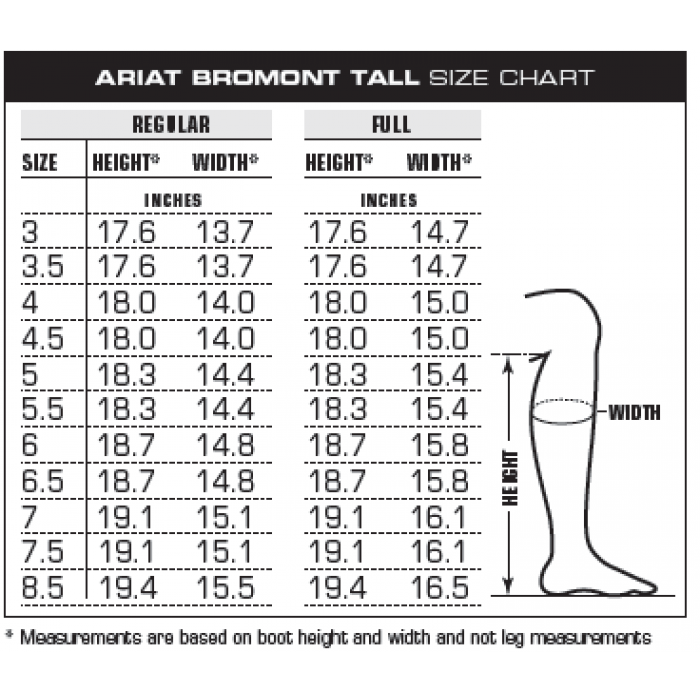 Ariat Bromont Size Chart