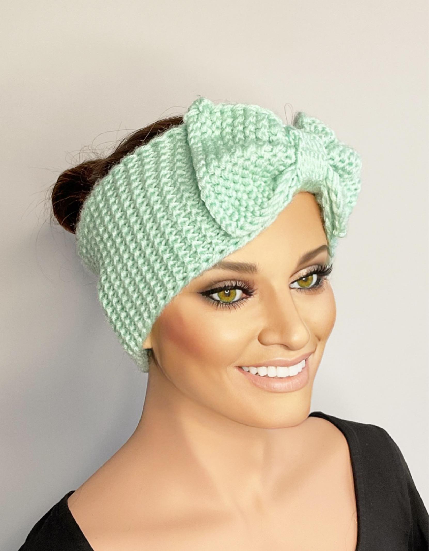 Mint green knitted headband
