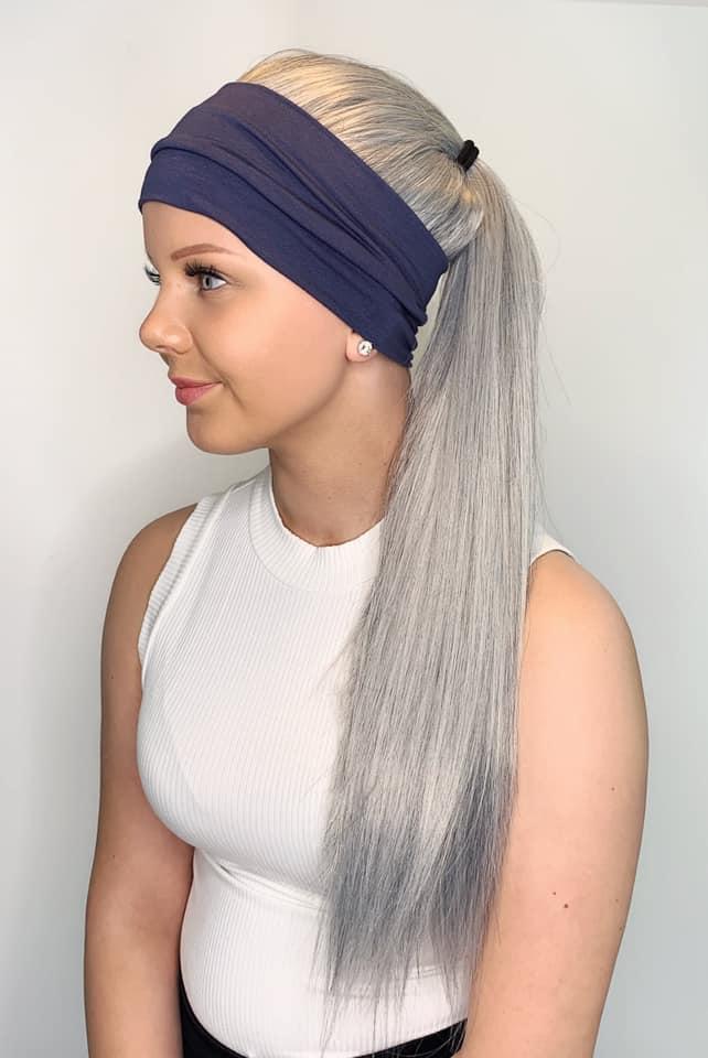 Long Length Grey Mix Headband Wig