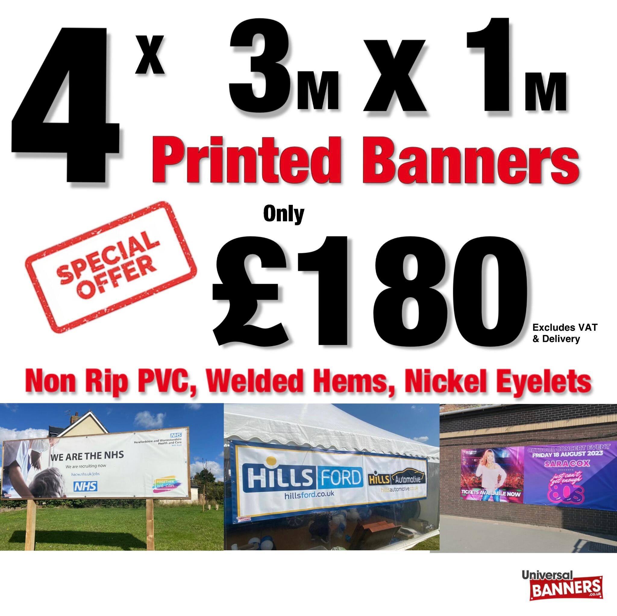 4 x custom printed banners