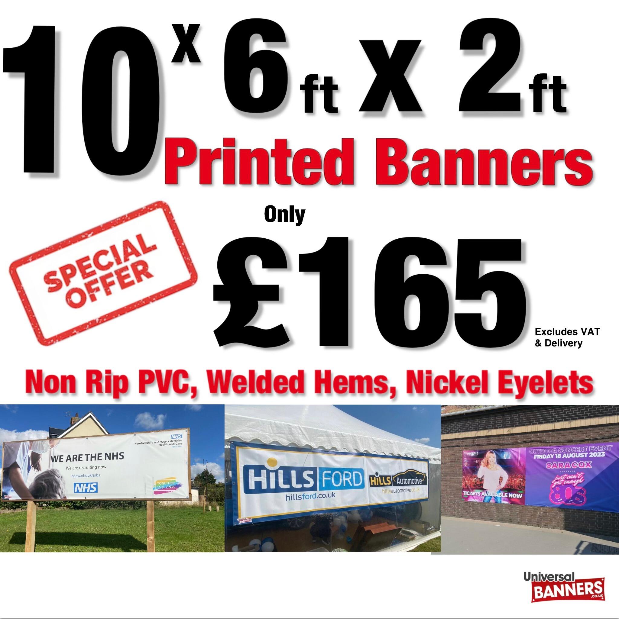 10 6ft x 3ft PVC banners