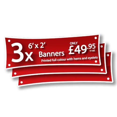 Banner Bundle - 3 x 6ft x 2ft Custom Printed Banners