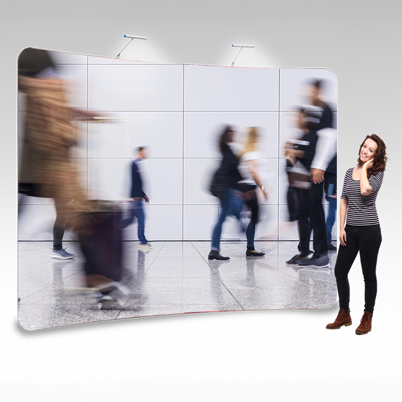 curved tension fabric display