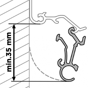 Thule Tent & LED Mounting Rail for 5200 Awning - Dimensions