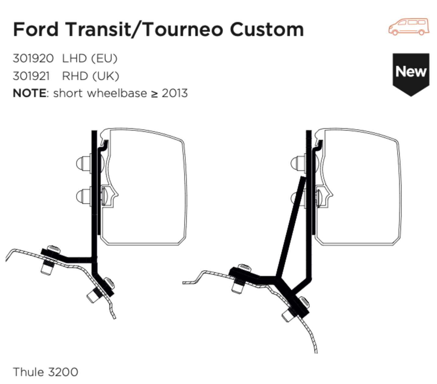 Thule 3200 Awning Bracket Ford Transit Ford Tourneo