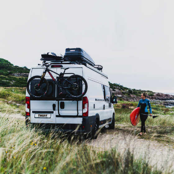 Thule Elite Van XT Black Bike Rack - (VW Crafter > 2017) On van doors