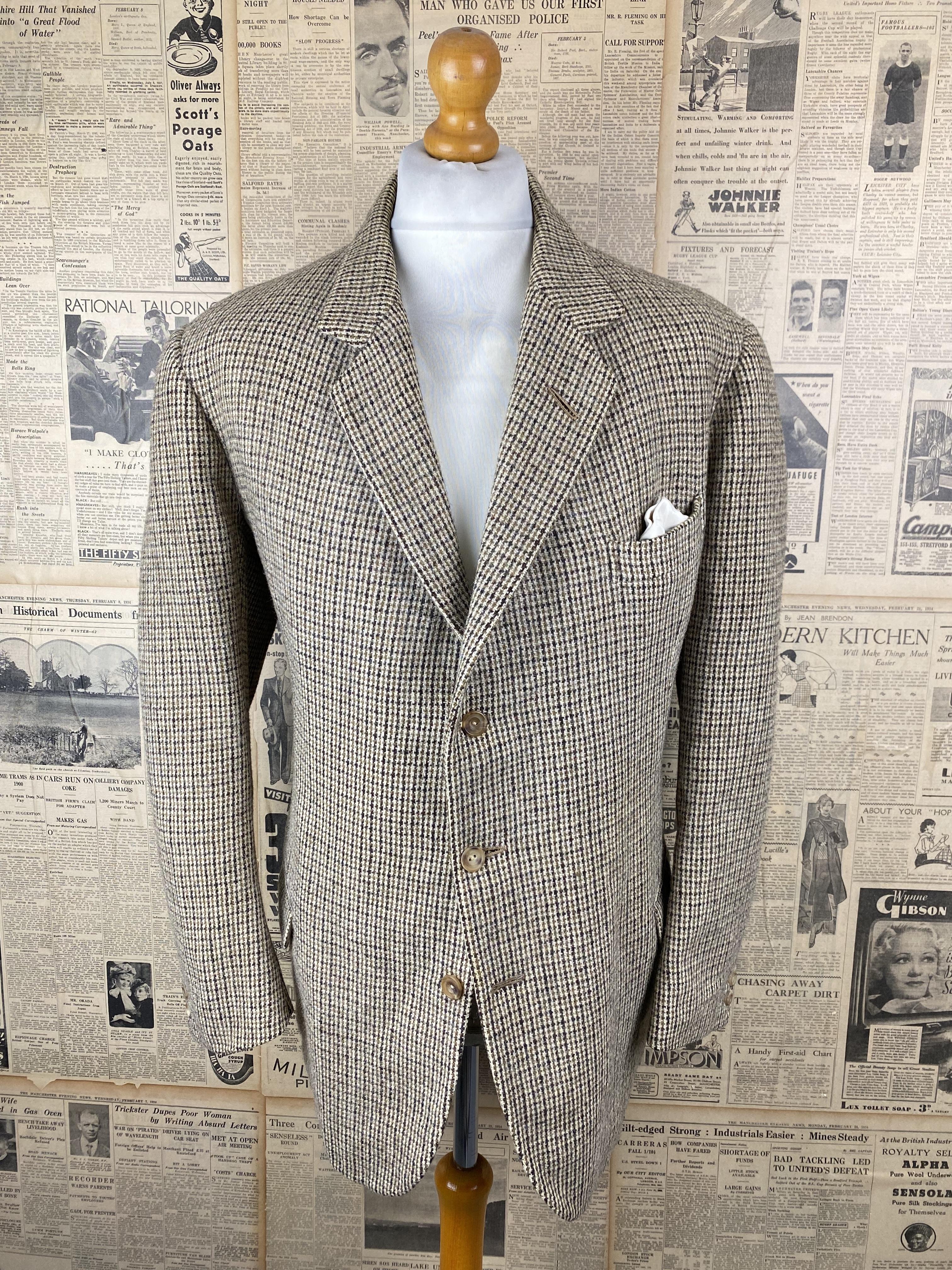 Vintage bespoke 1960 s Savile Row tweed shooting suit size 46 48