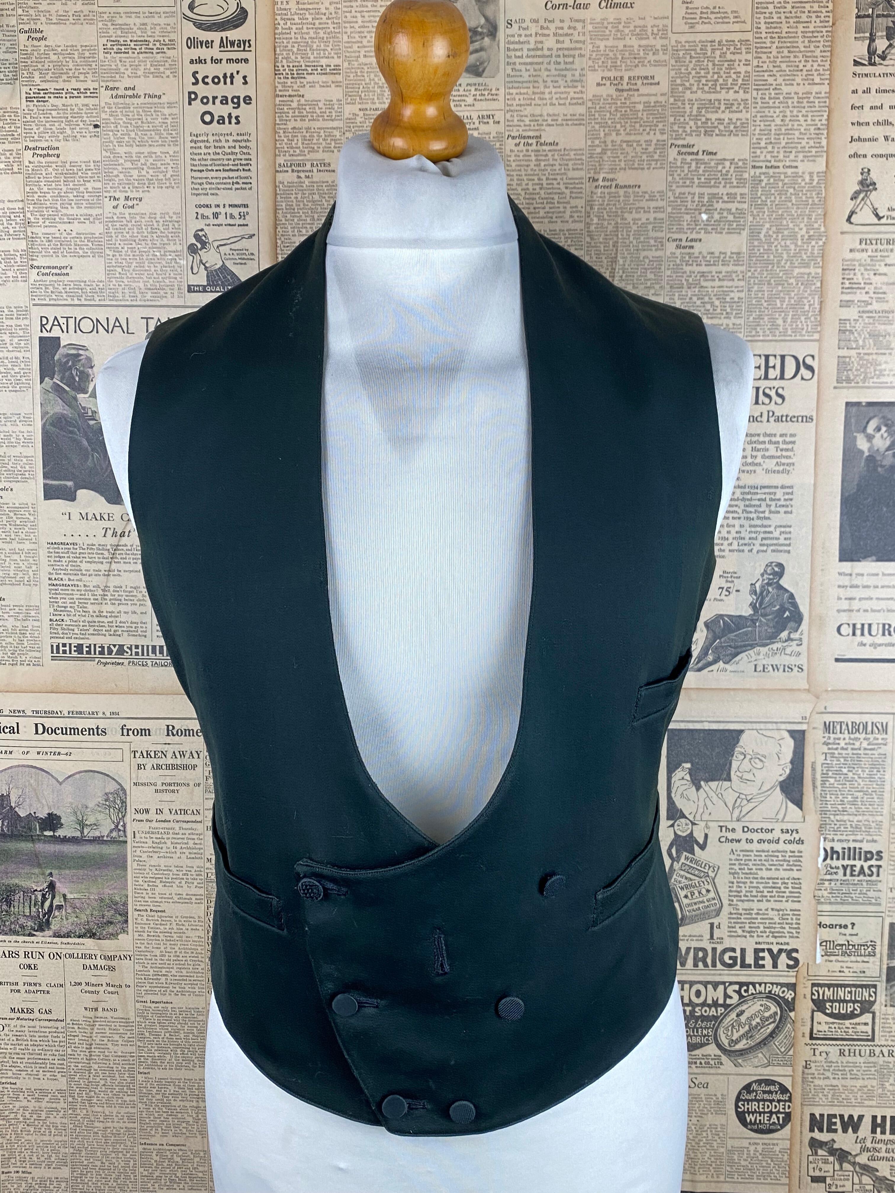Vintage Victorian double breasted bespoke waistcoat size 40 42