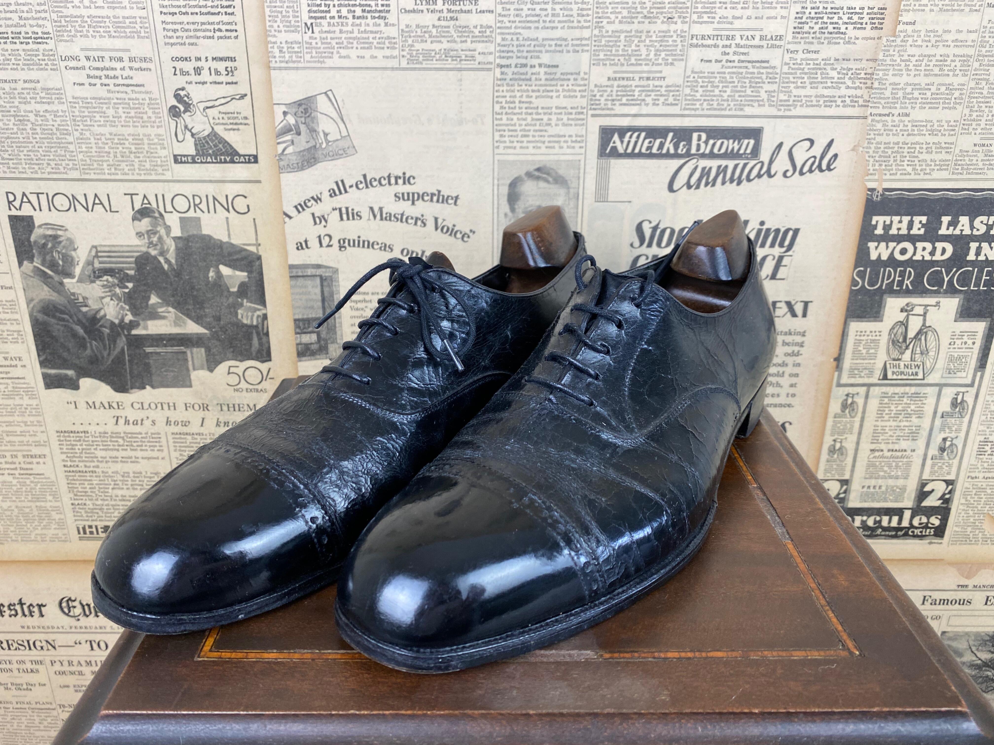 Vintage John Lobb bespoke black Oxford shoes size 10 slim display picture 3
