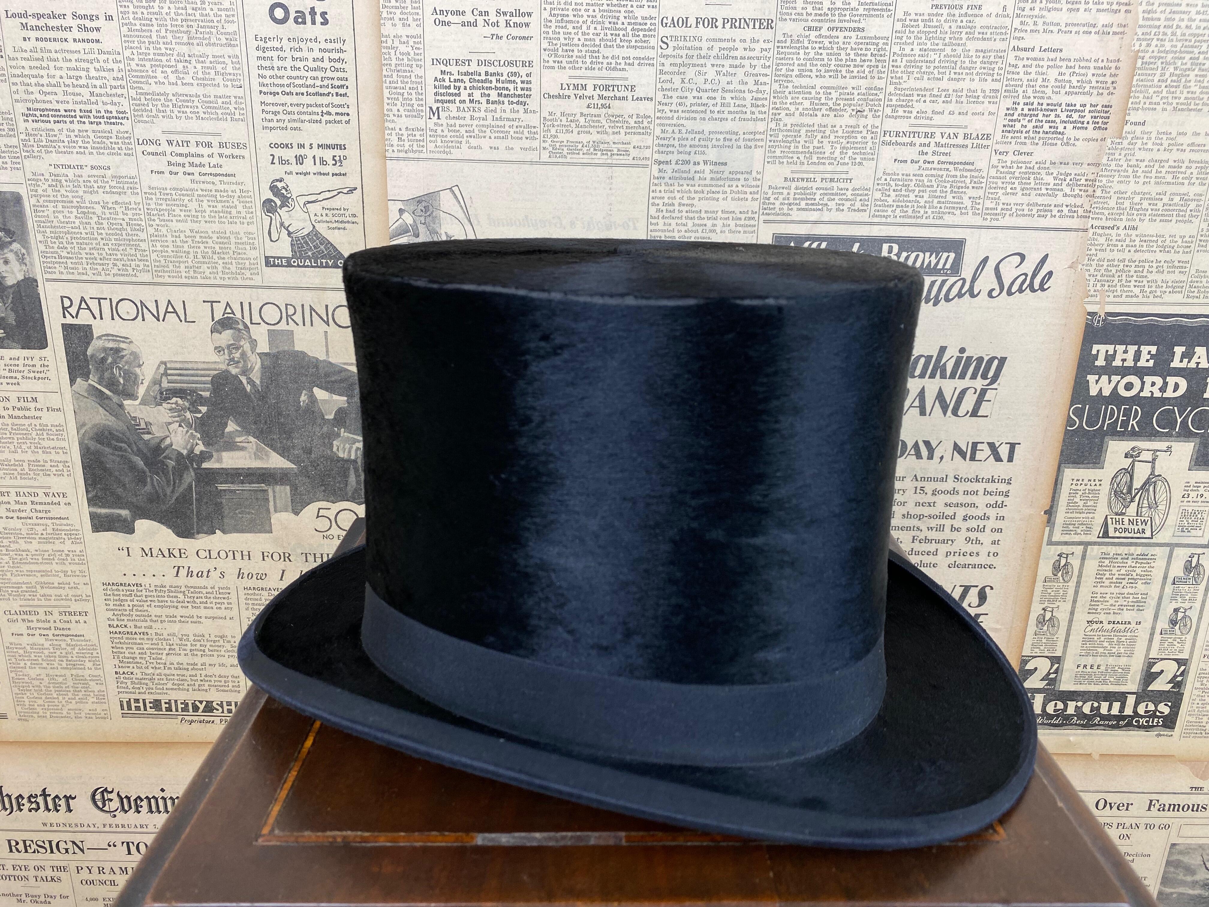 Vintage J. Wippell silk top hat size 7