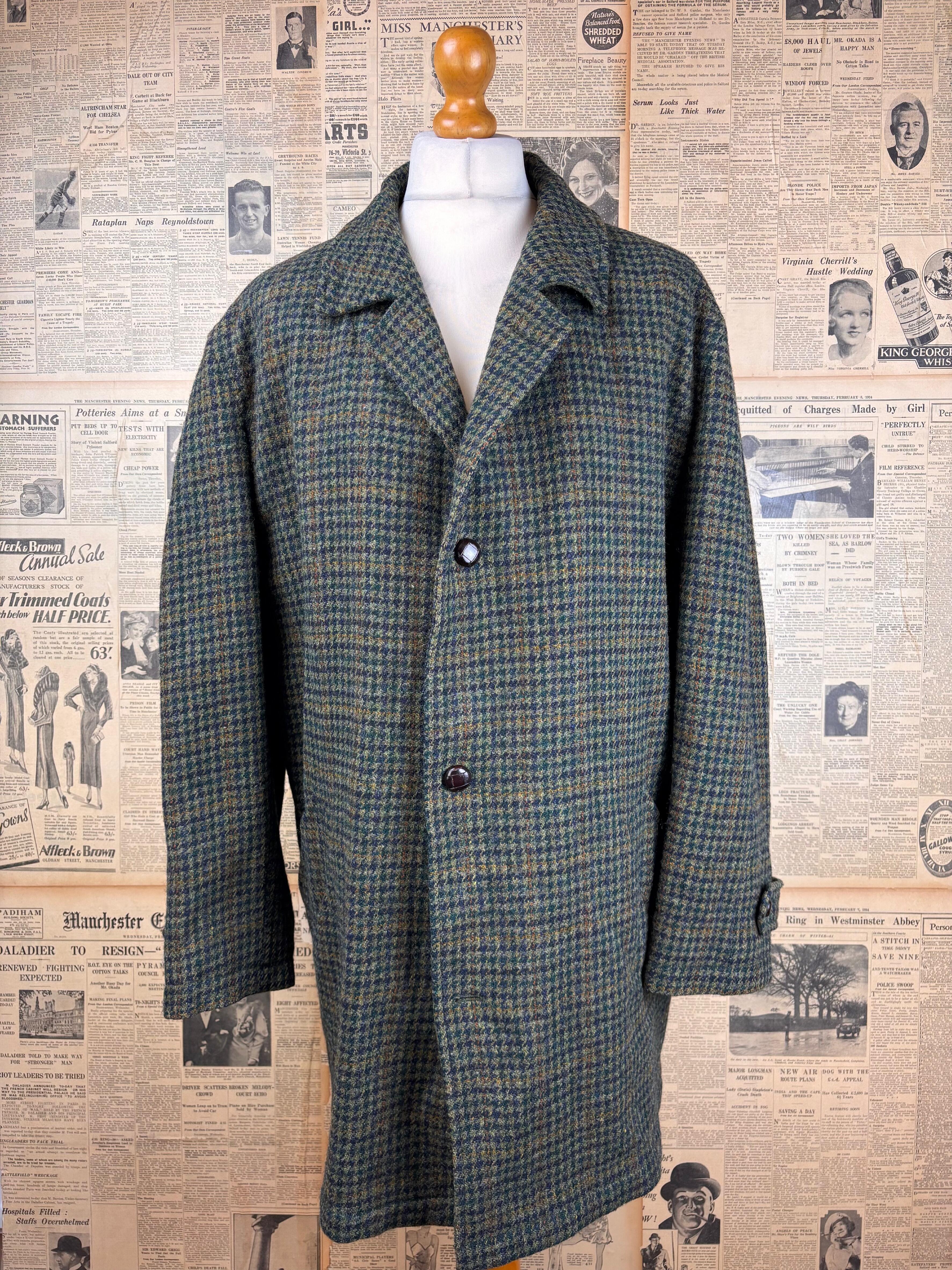 Chester Barrie Prince of Wales tweed overcoat size 42