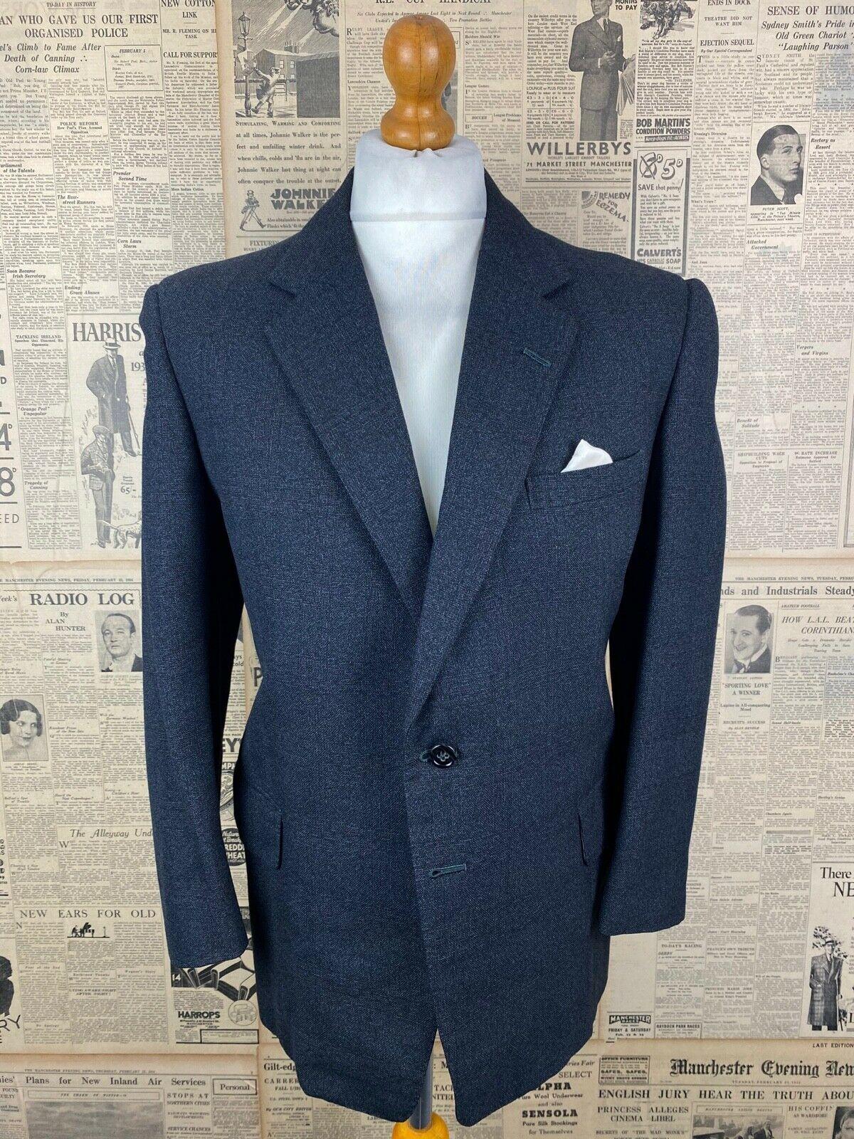 Vintage grey tweed two button 1950's bespoke suit size 40 short