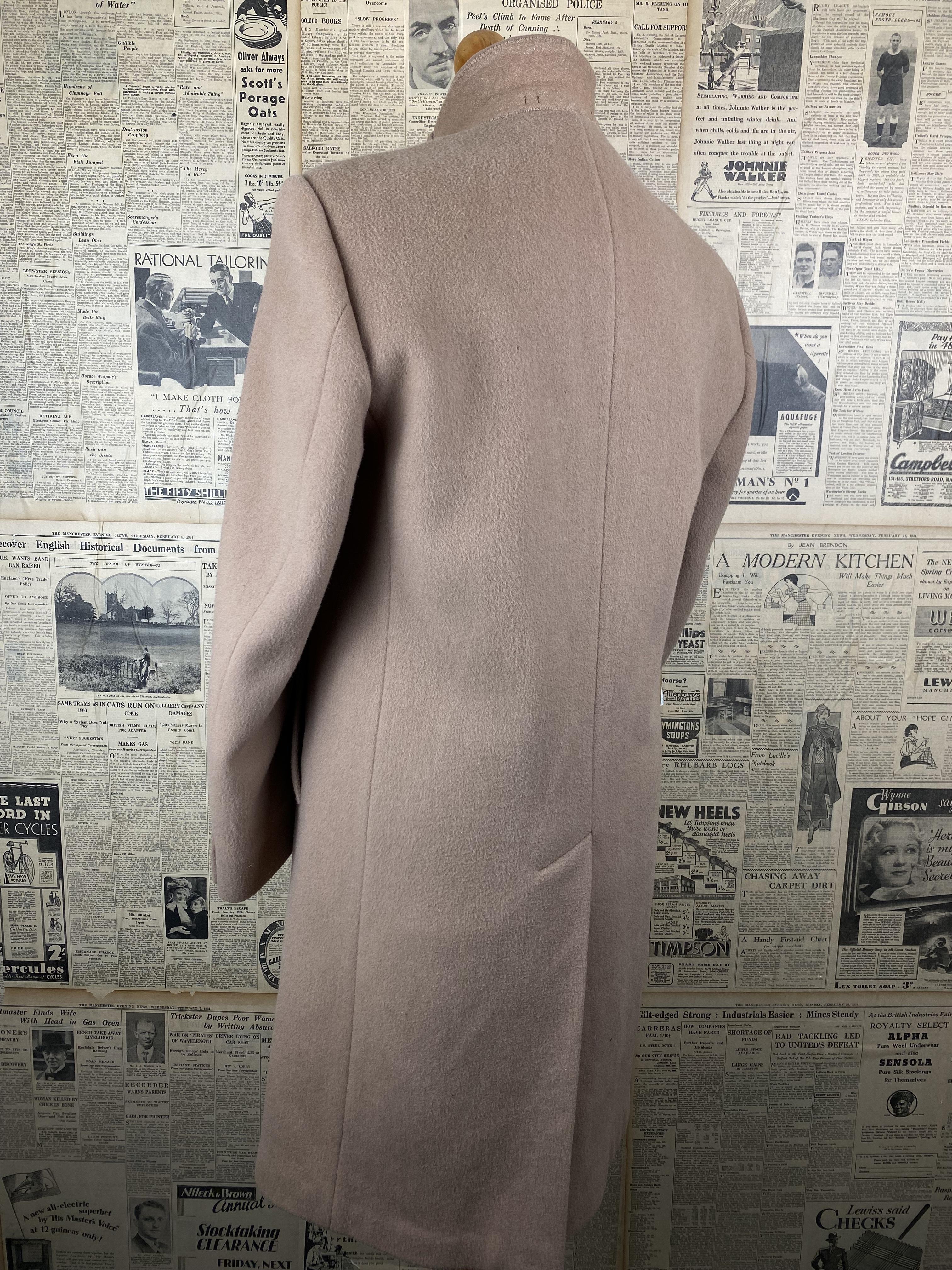 Vintage Aquascutum camel wool and cashmere overcoat size 38