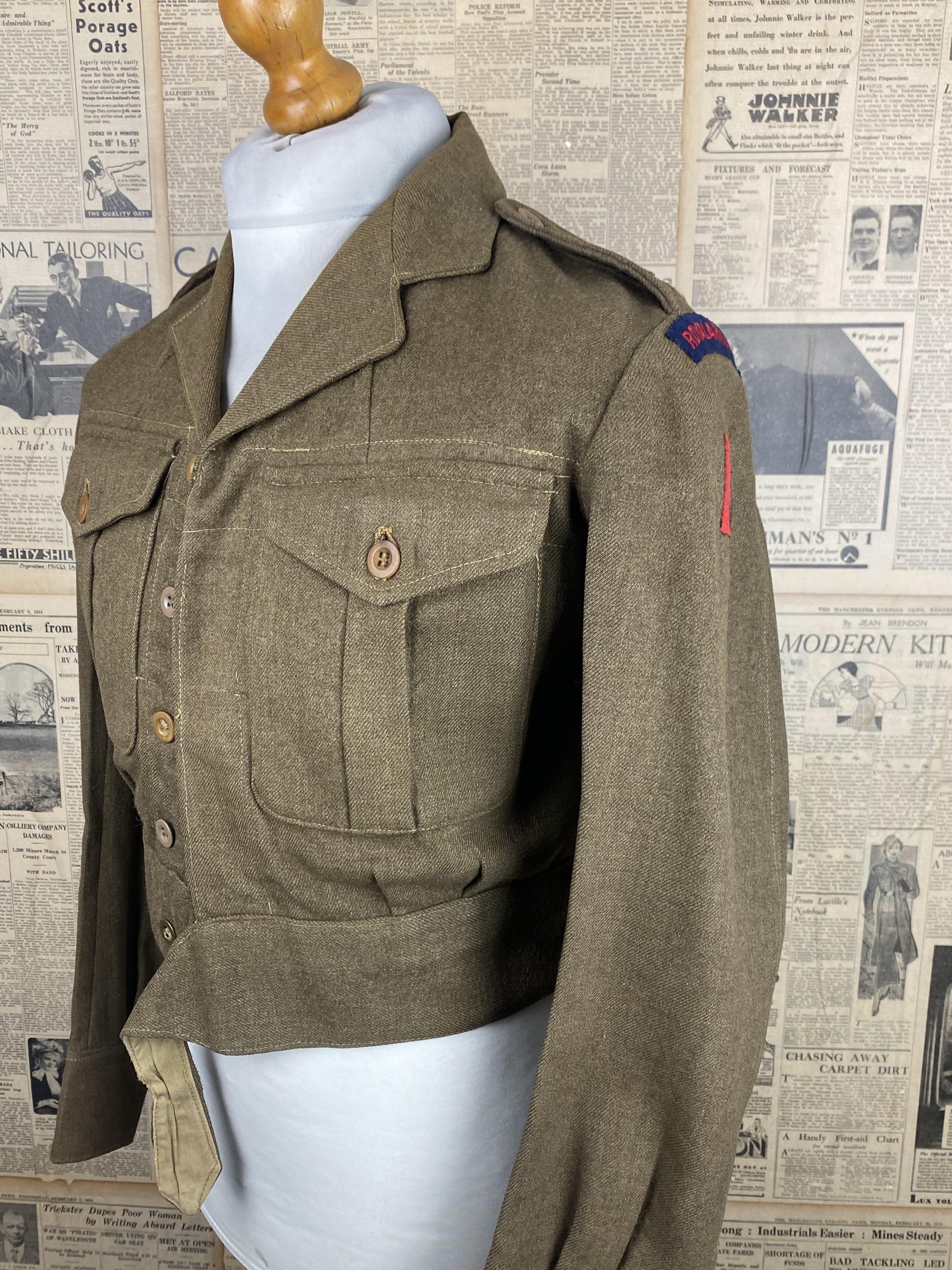 ARC6 Vintage ww2 1940's army battle dress suit size 36 38 8