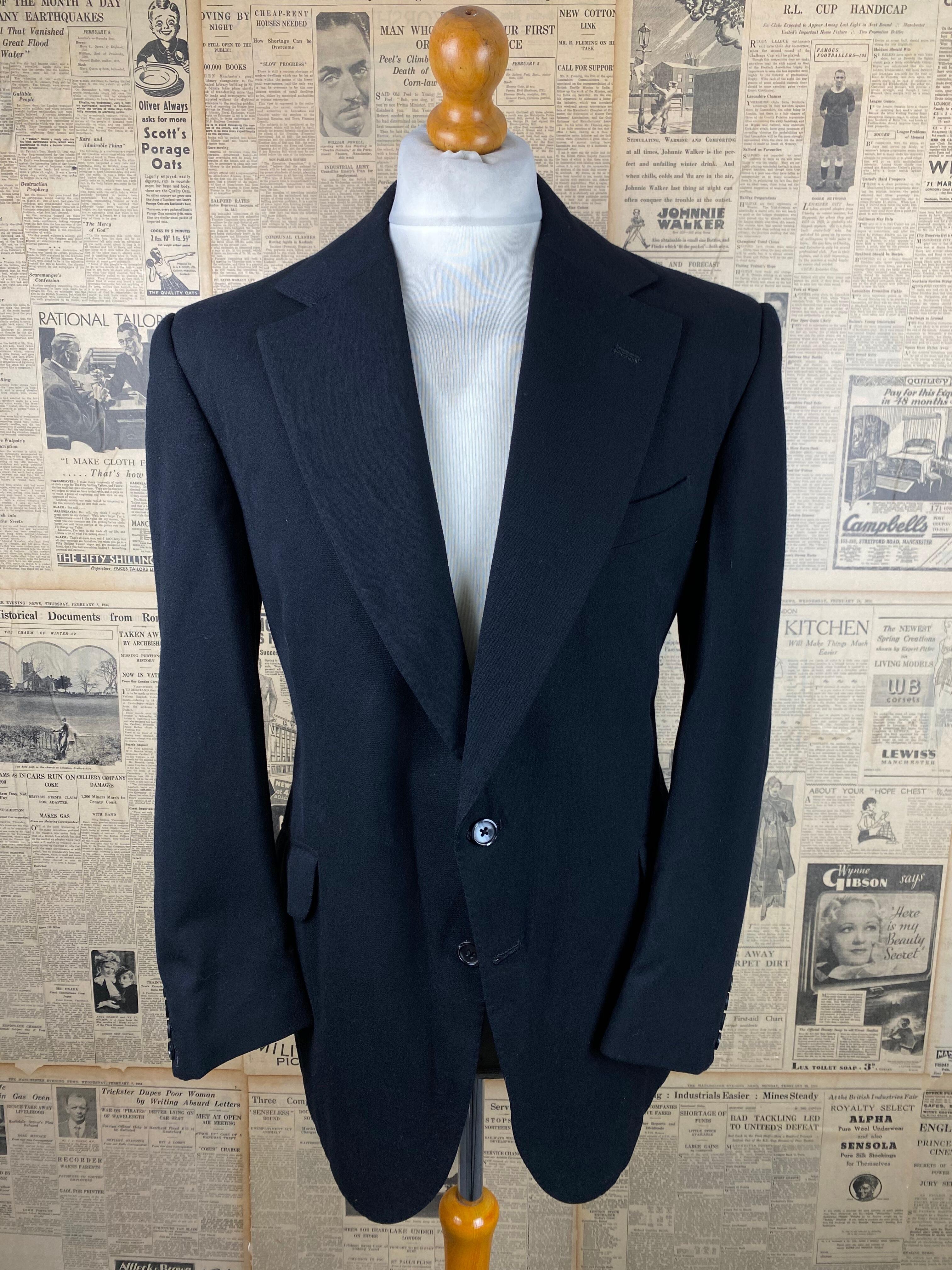 > Vintage bespoke black 1950's style 1970's blazer size 42
