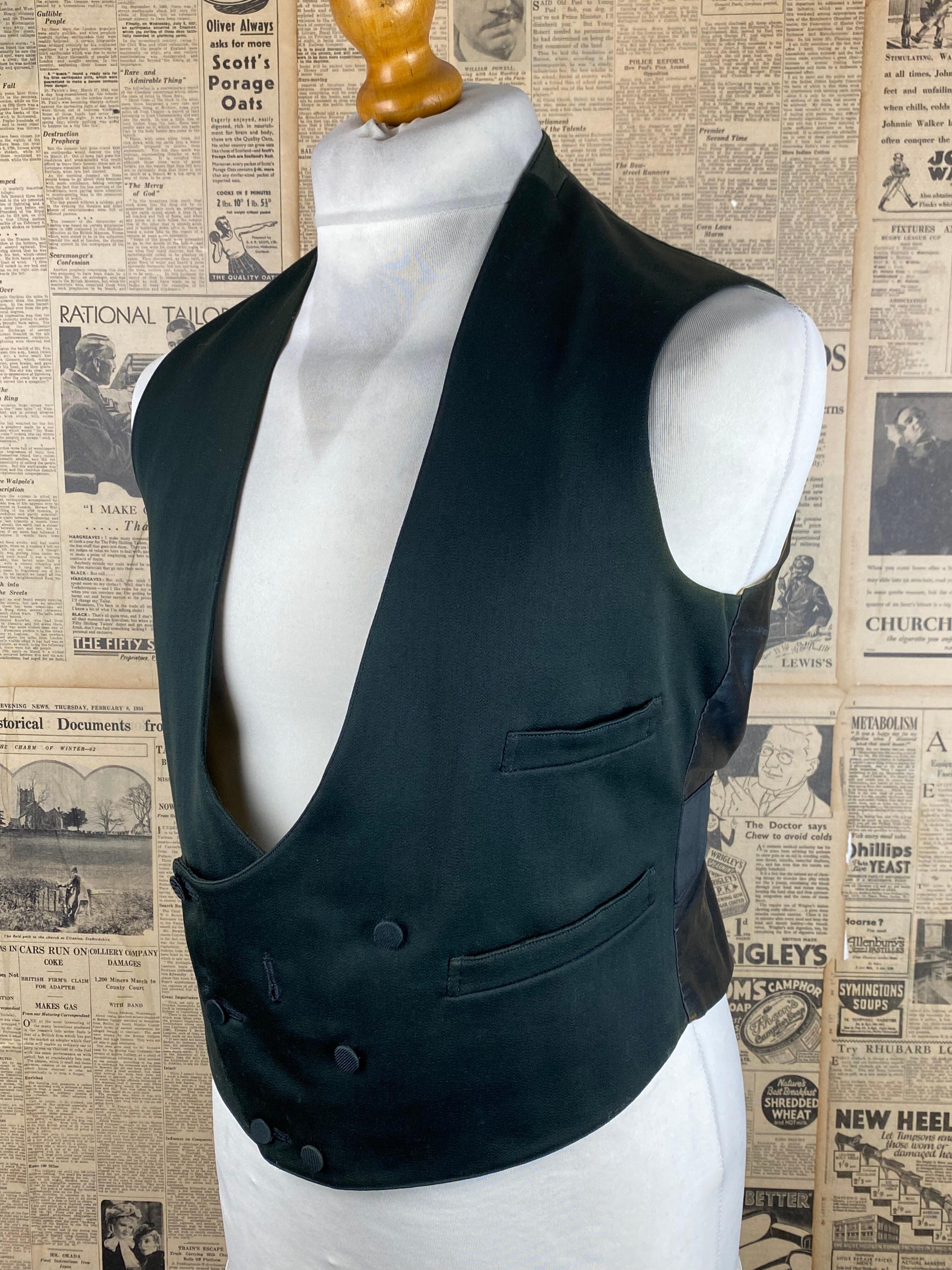 Vintage Victorian double breasted bespoke waistcoat size 40 42