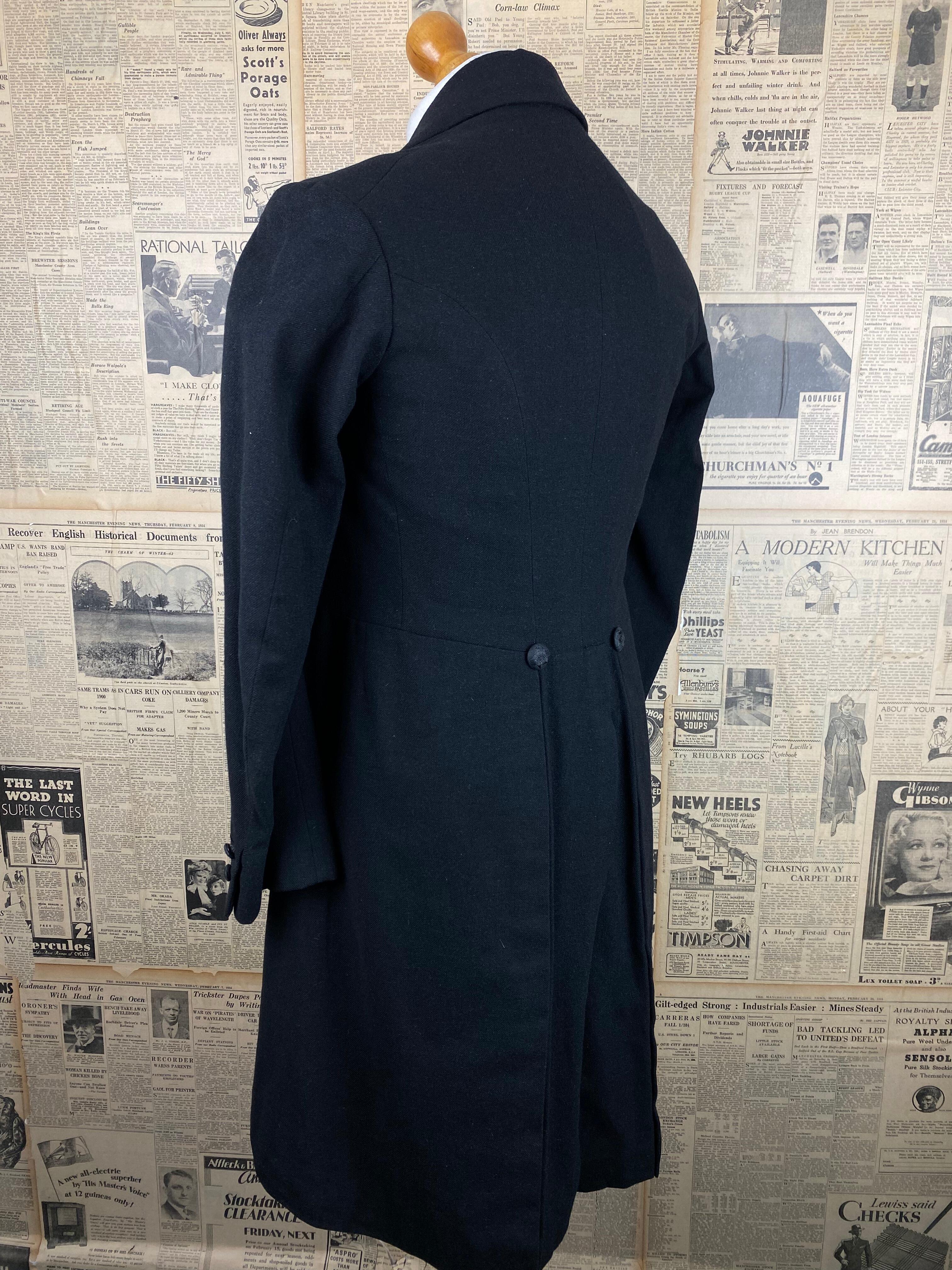 107> Victorian Edwardian bespoke morning tailcoat size 38