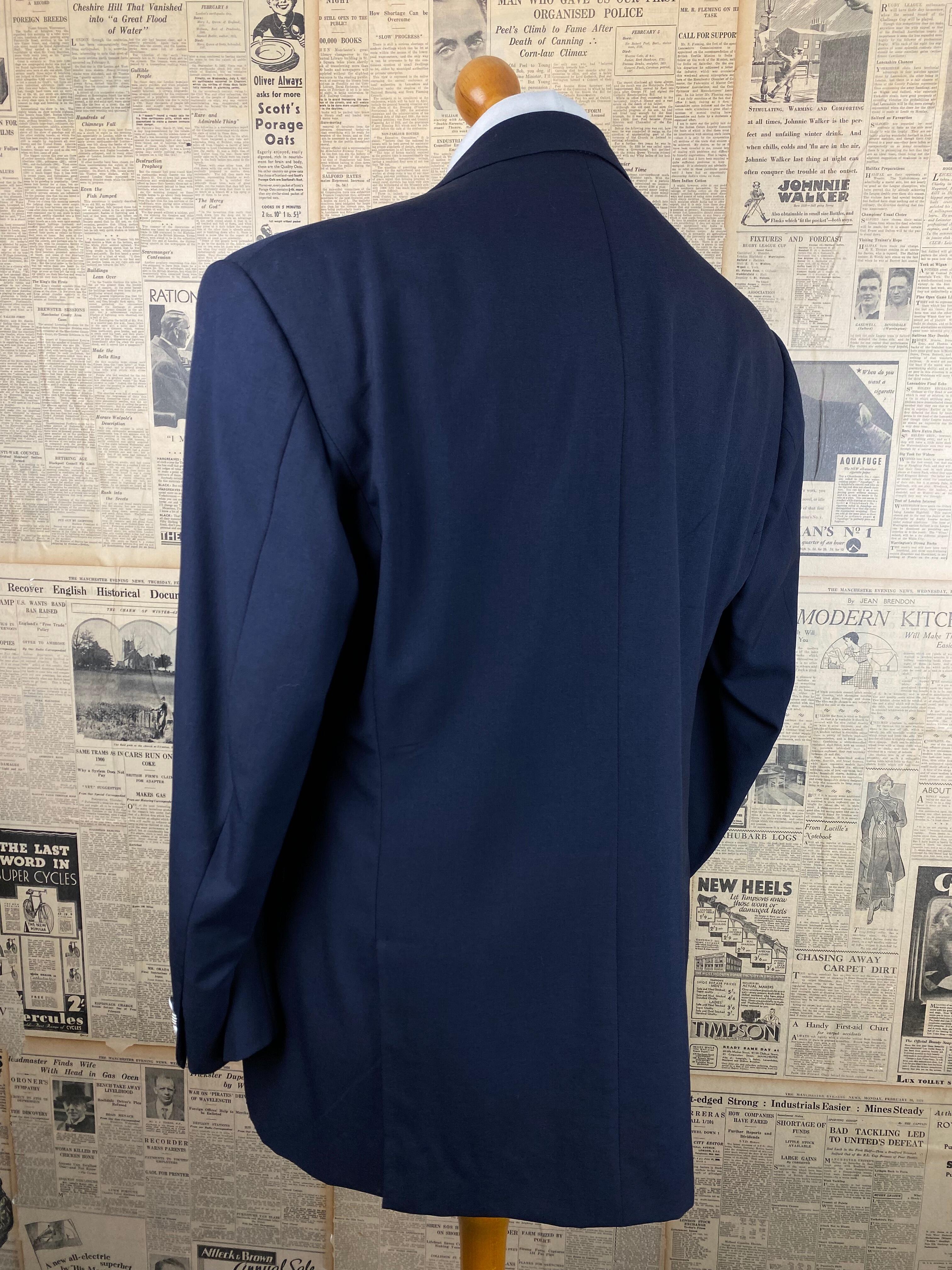 Vintage bespoke Savile Row Mohair navy blue blazer size 42