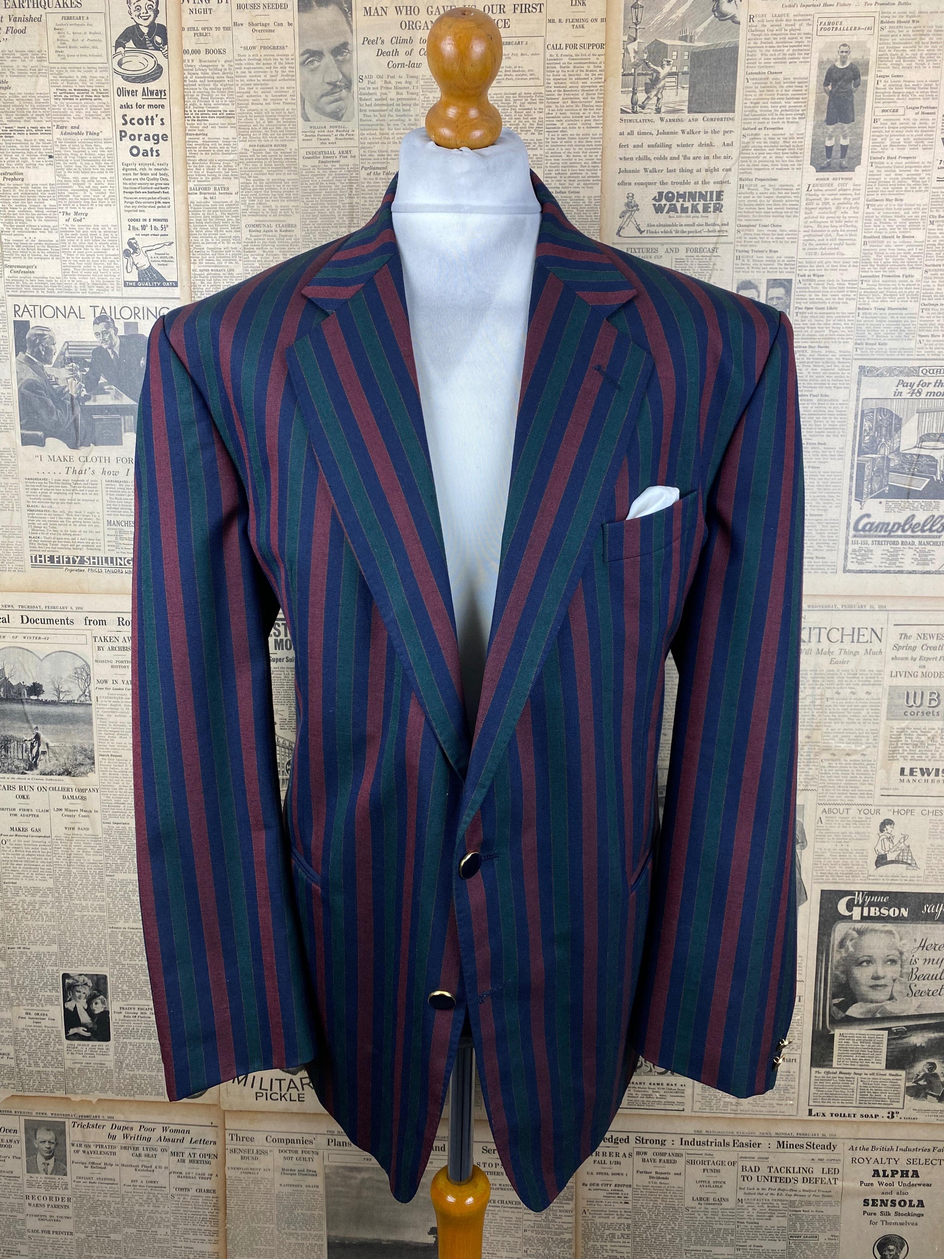 Brook Taverner lightweight striped summer blazer jacket size 46 long