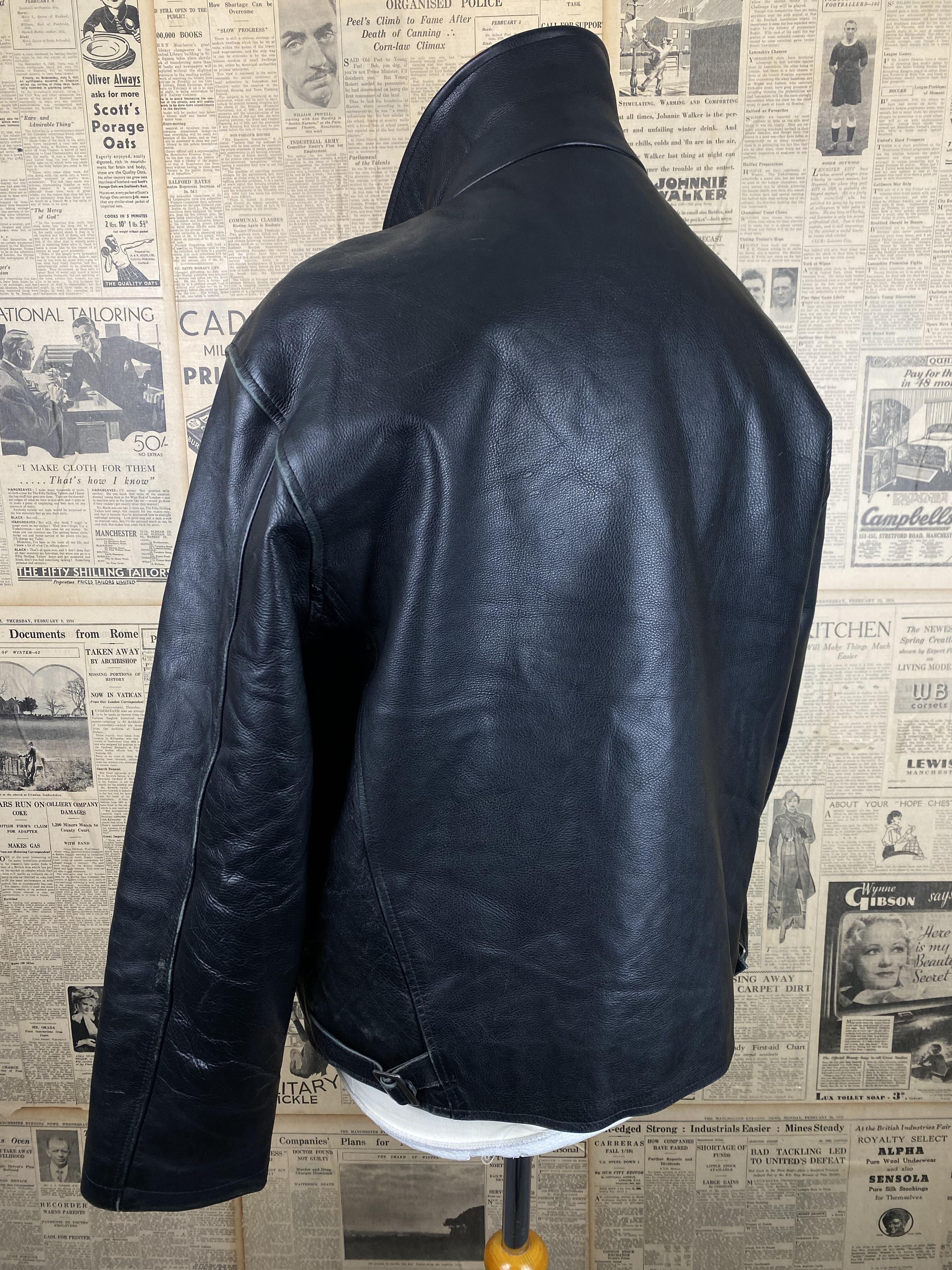 Vintage Schott short black leather jacket size large / 42