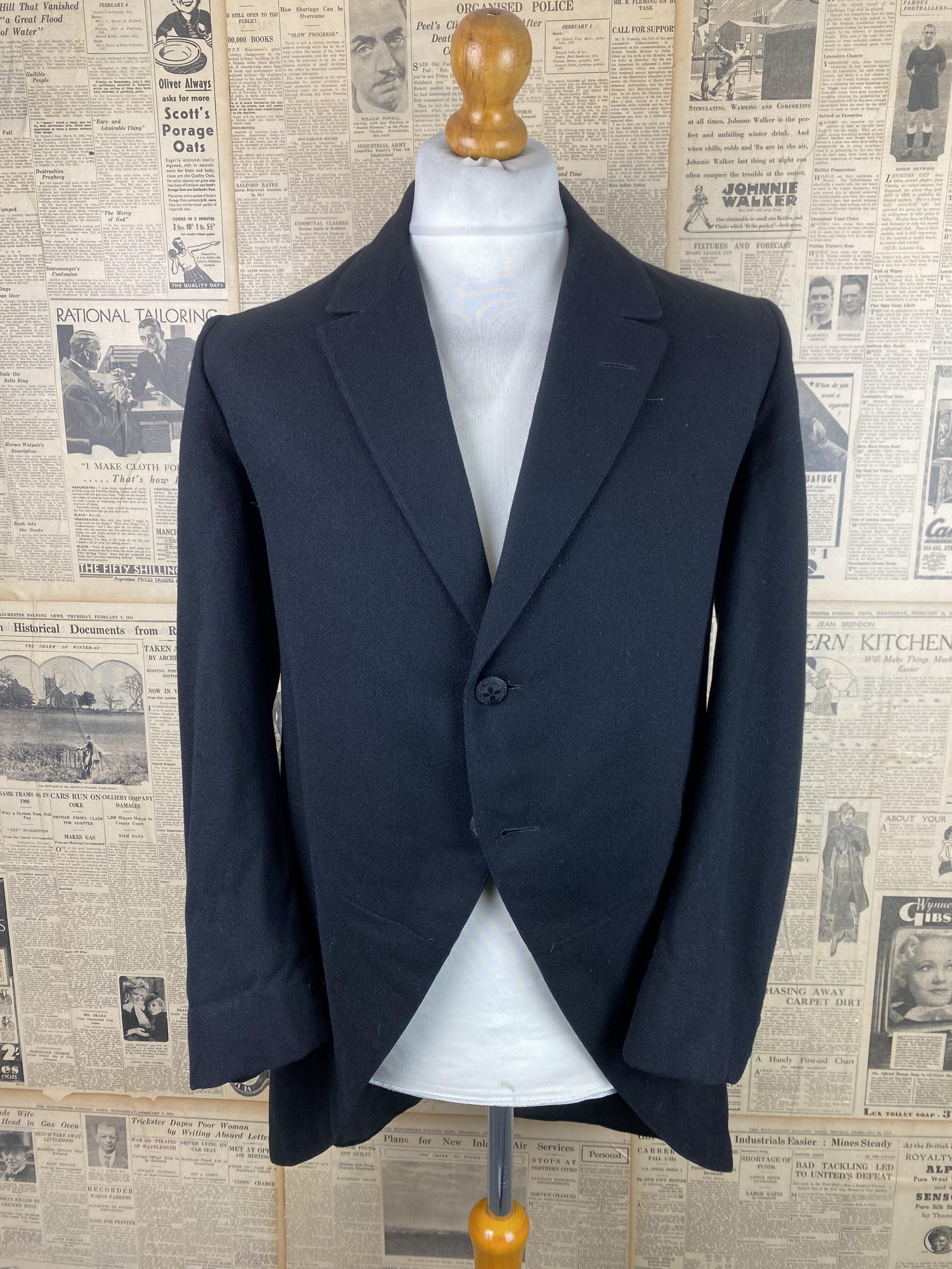 10> vintage Edwardian bespoke morning tailcoat size 40 42