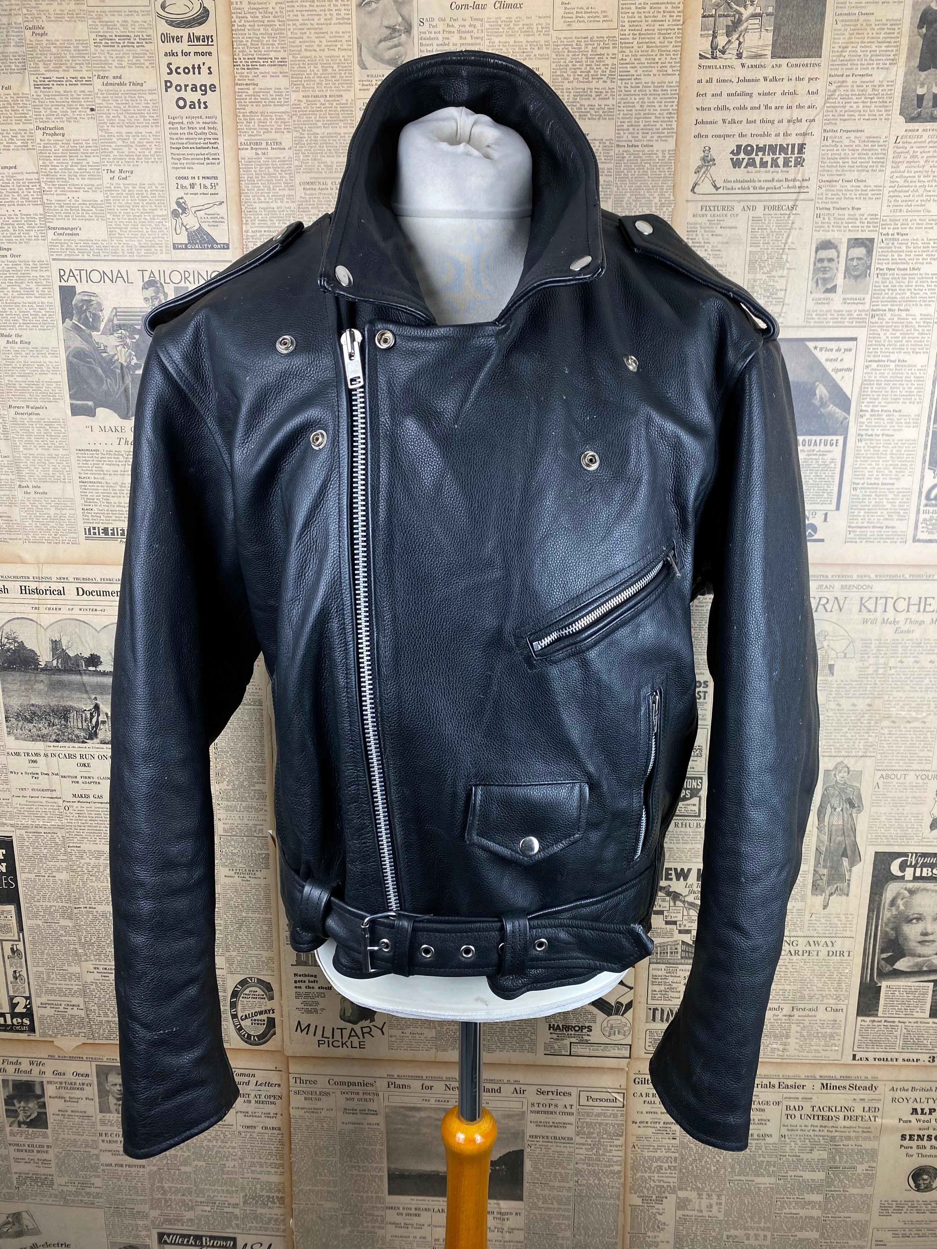 Bintage 1980's leather biker jacket size 44