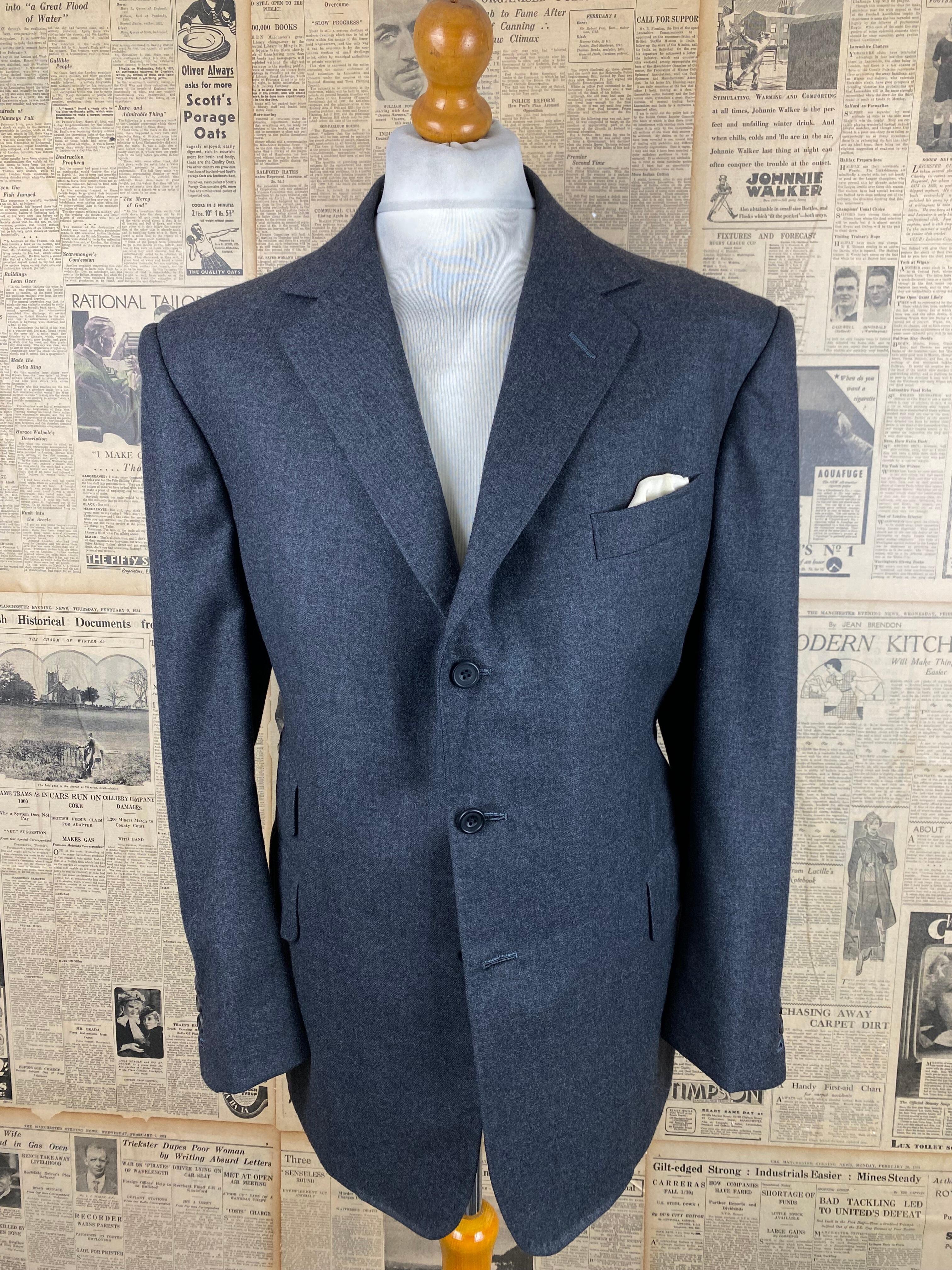 Smoke Blue Suit with Pinstripes Four Piece Set, 44r Coat - 38 Waist