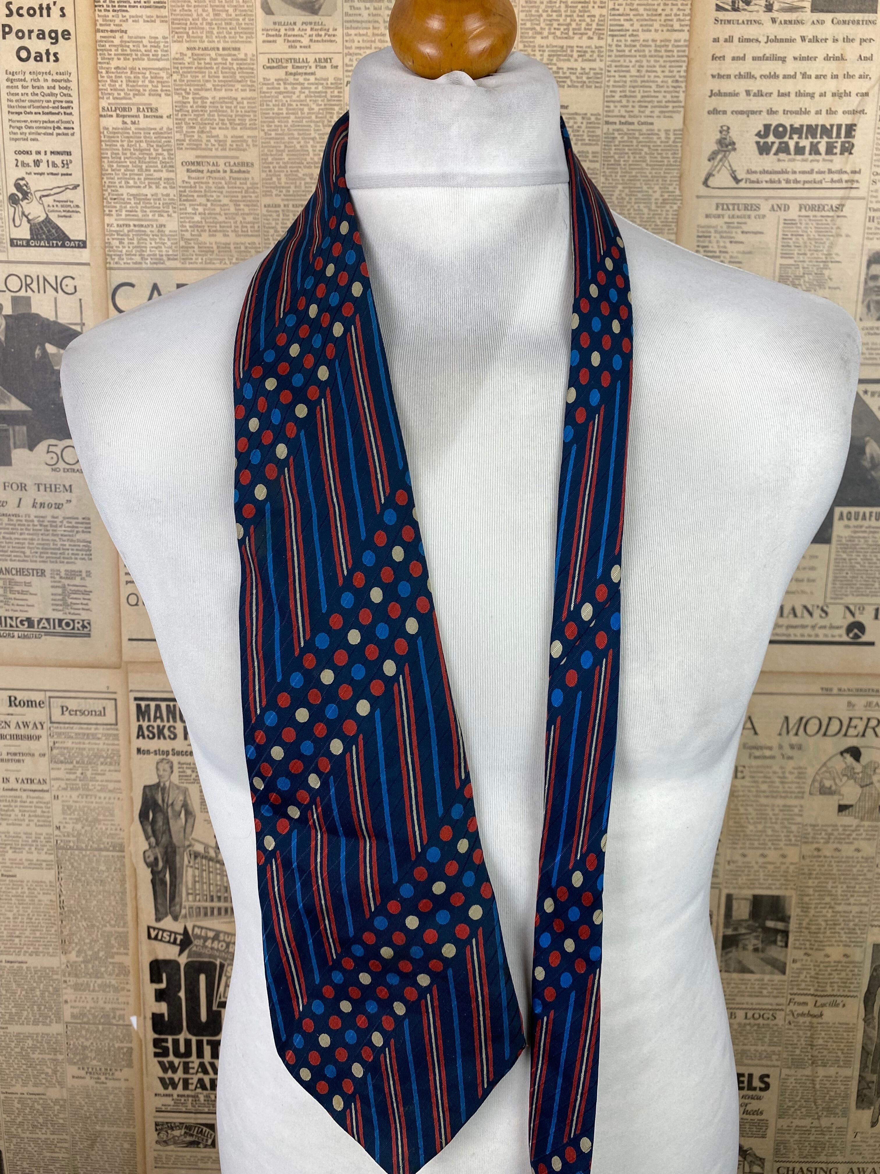 Vintage 1970's YSL silk tie red and blue