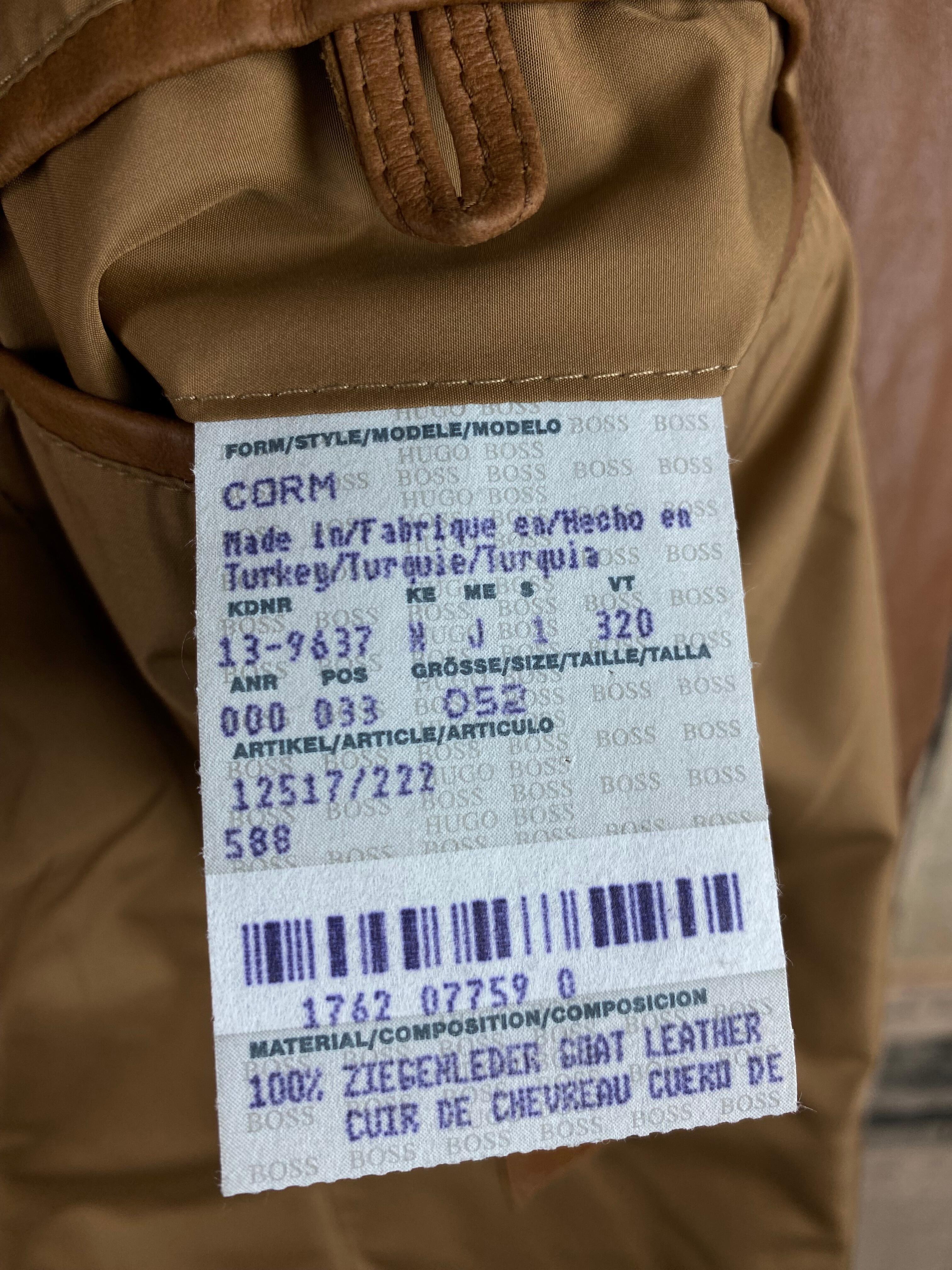 Hugo Boss brown leather blazer jacket size 42 long