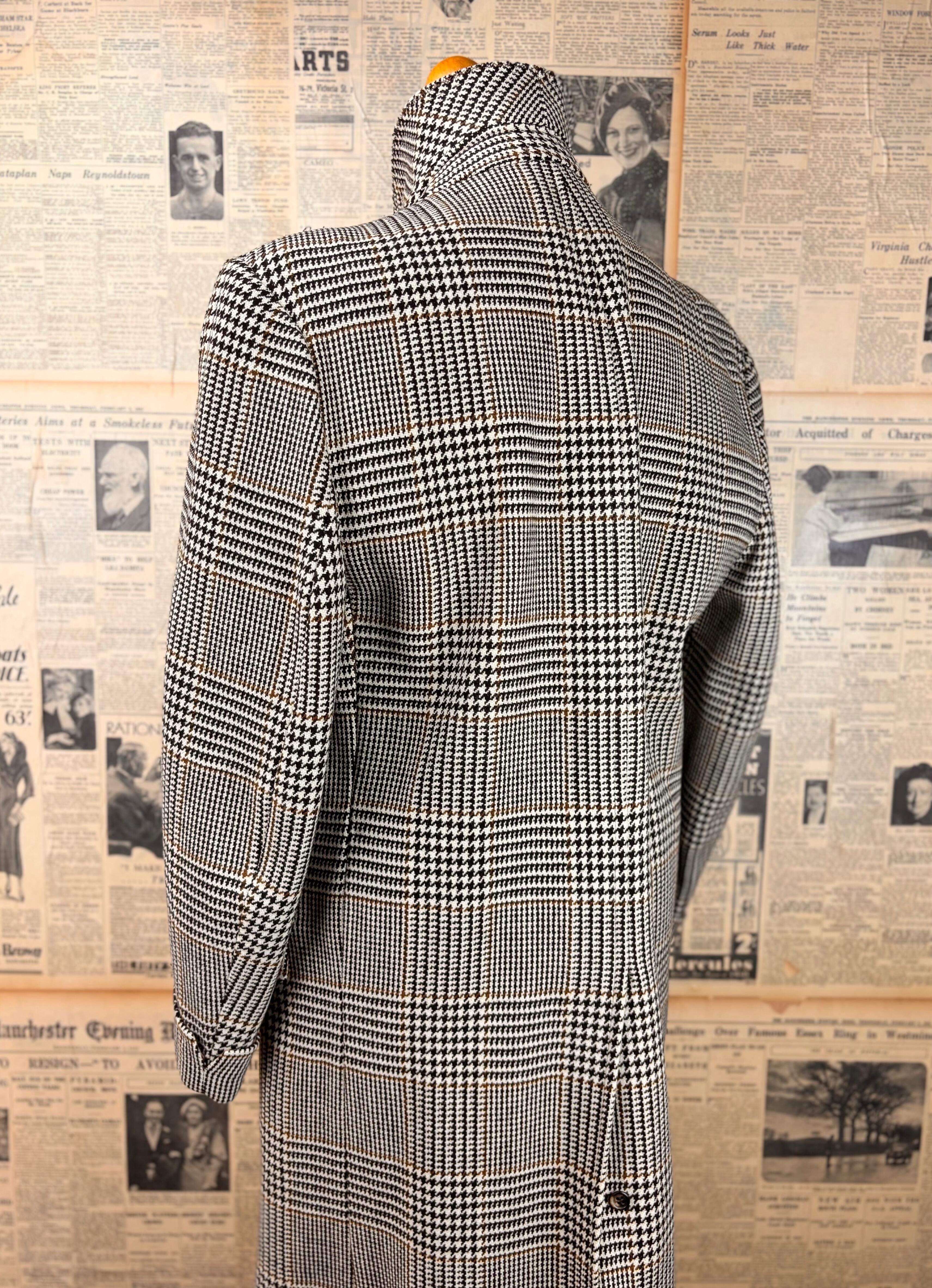 Chester Barrie Prince of Wales tweed overcoat size 42