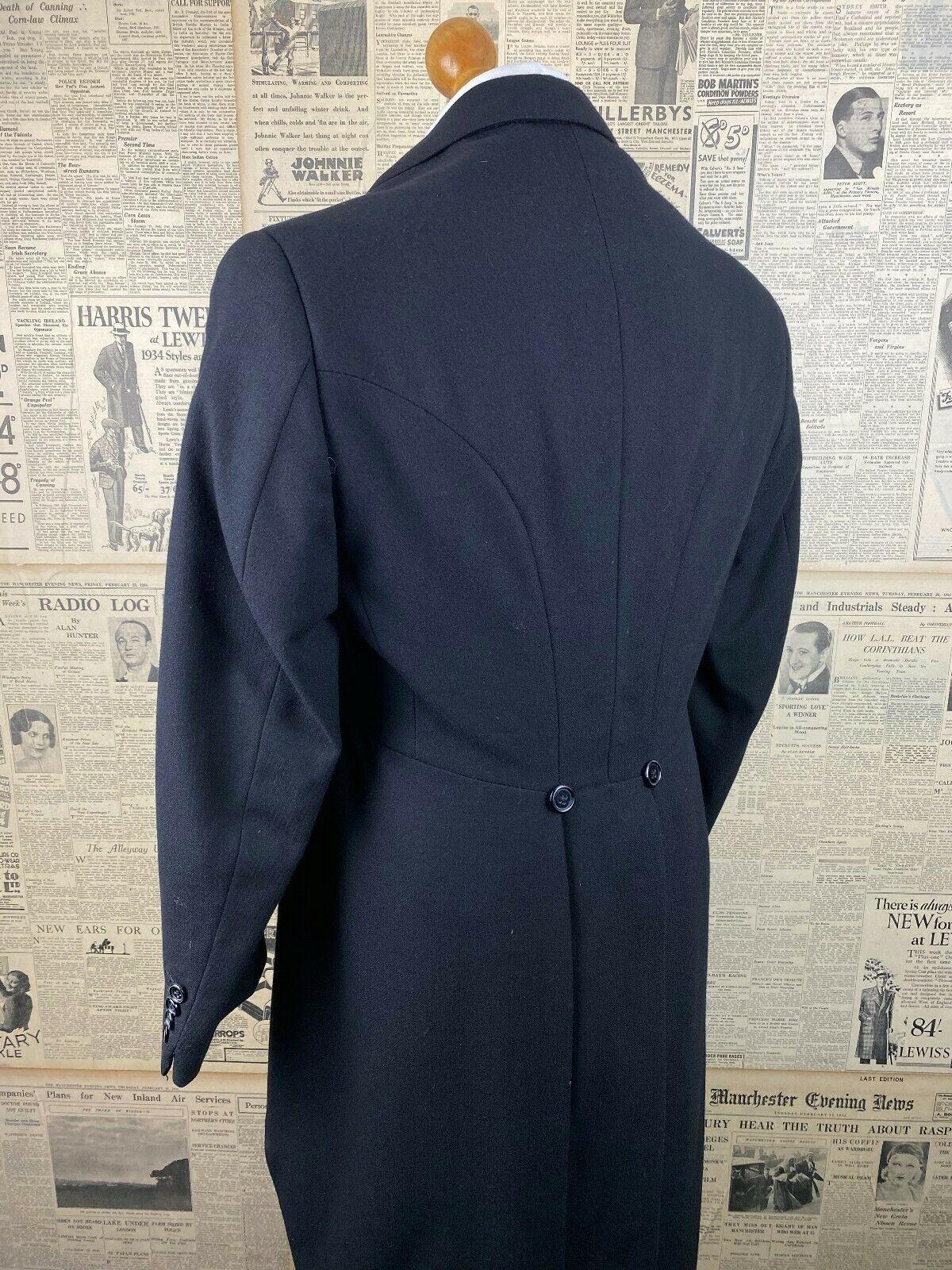 >229 Vintage bespoke 1950's peak lapel morning tails tailcoat size 38 ...