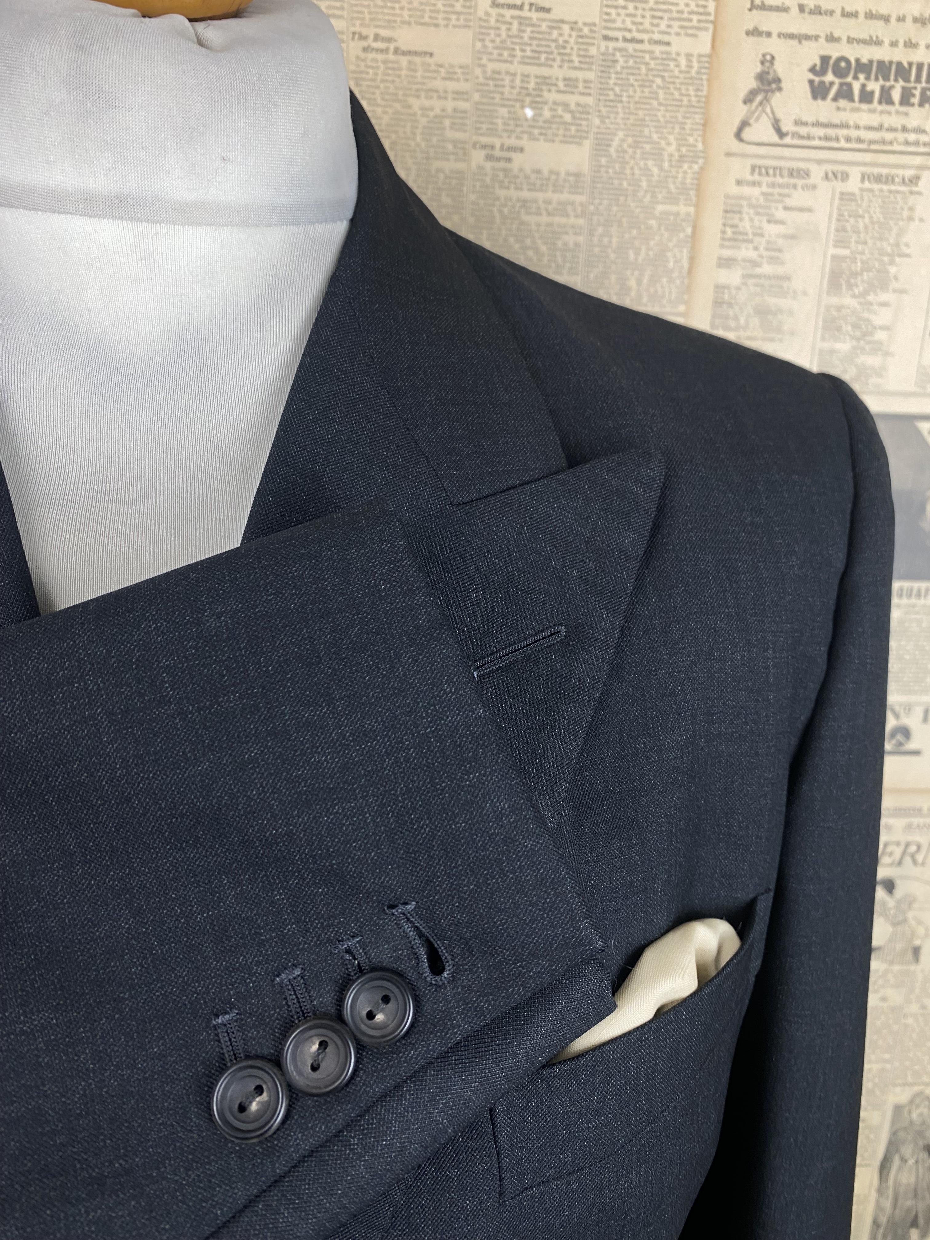 Vintage Henry Poole bespoke Savile Row grey jacket size 40 42 long