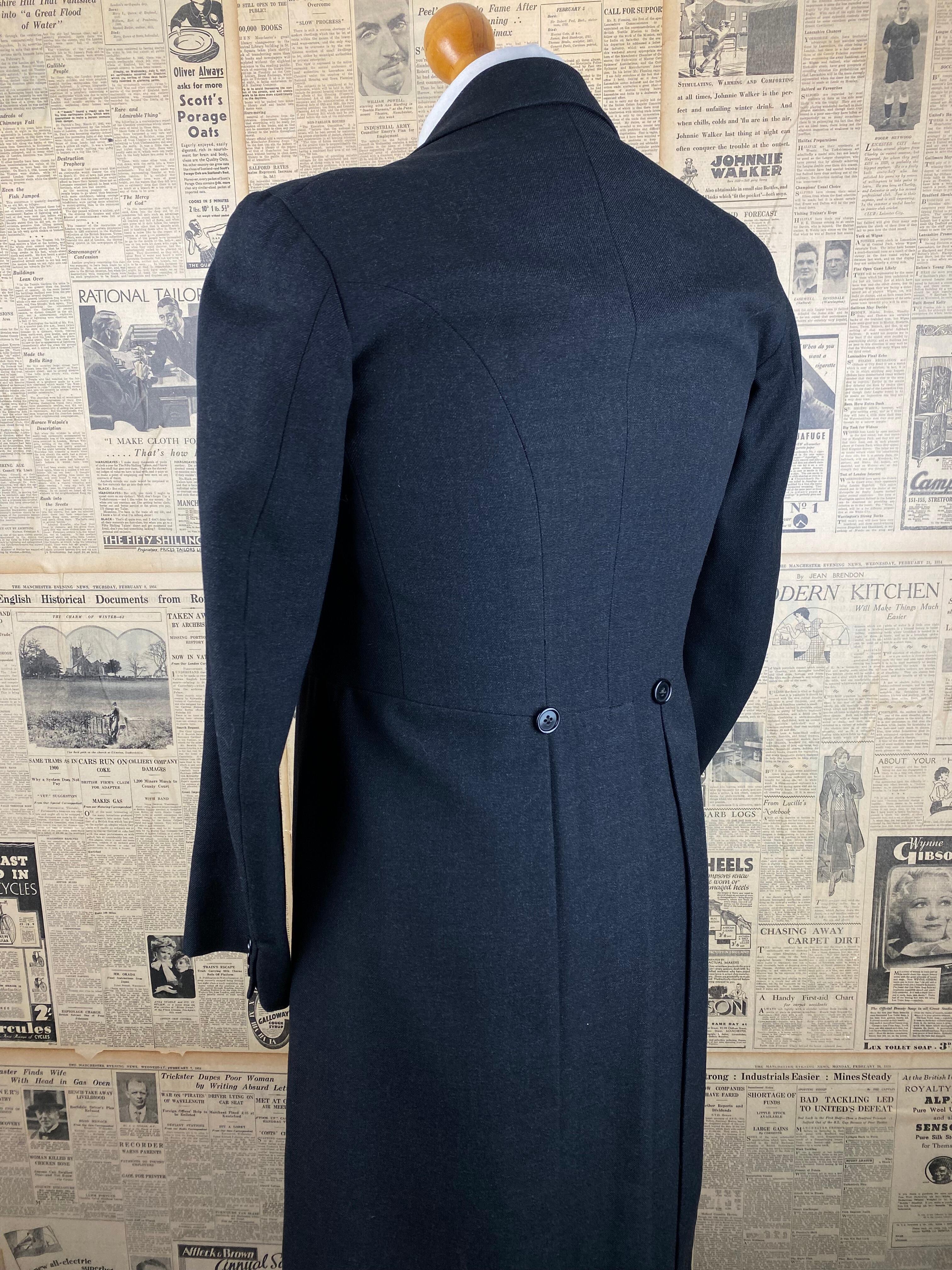 68> 1920's grey bespoke morning tails tailcoat size 36 38