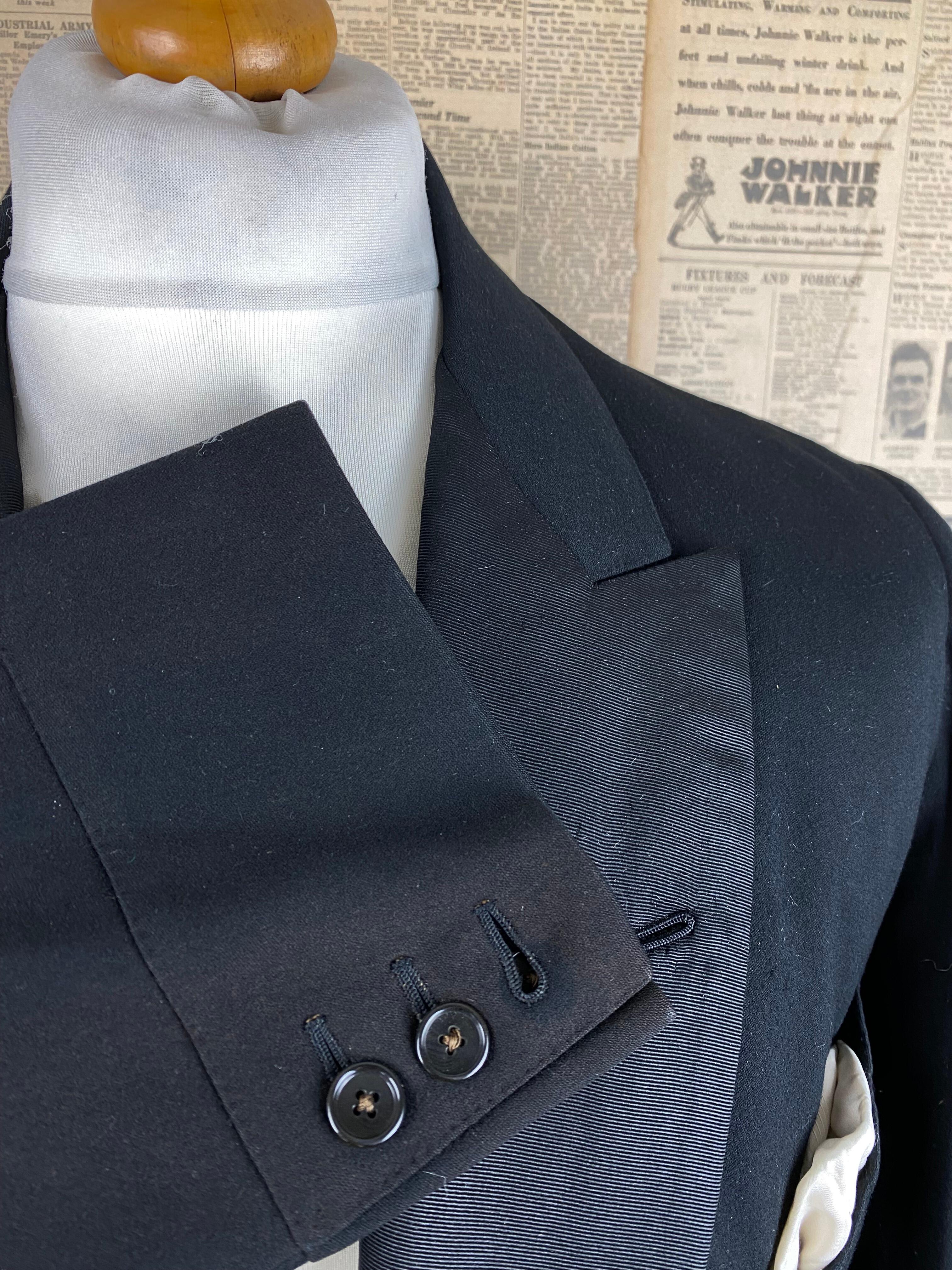> Vintage bespoke 1920's white tie evening tailcoat size 40