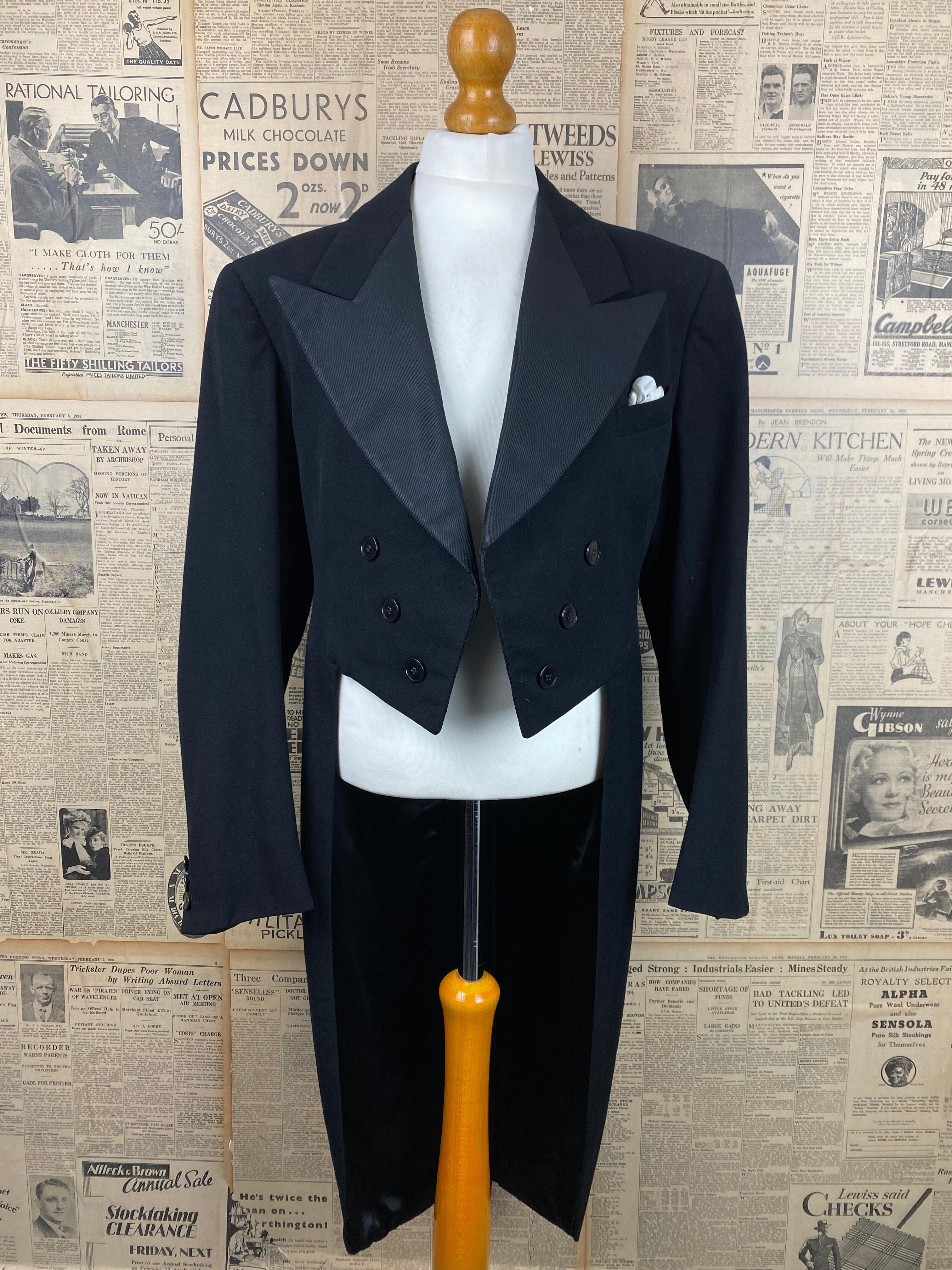 vintage 1930's evening tailcoat size 36 short