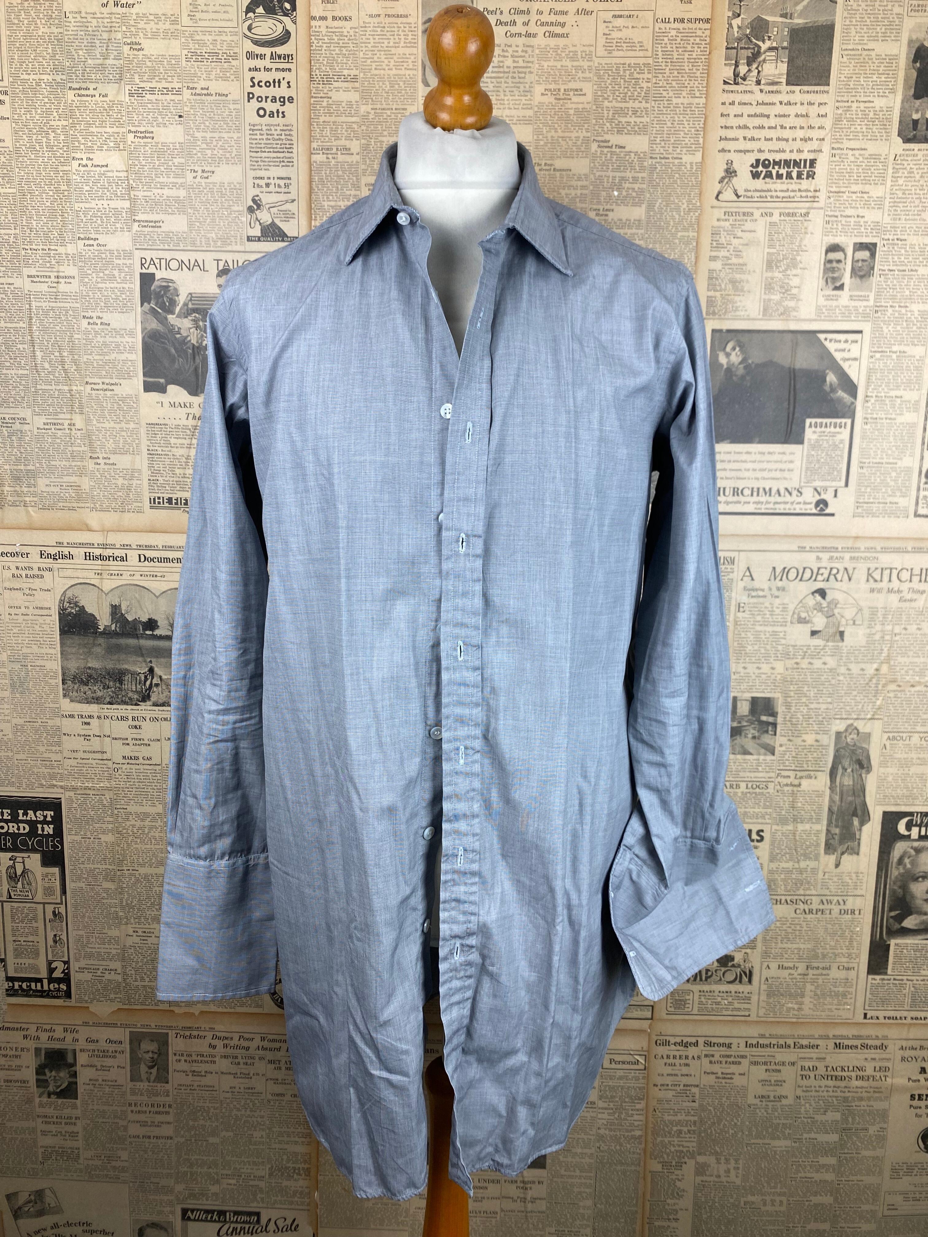 Vintage bespoke Budd grey shirt size 17 42