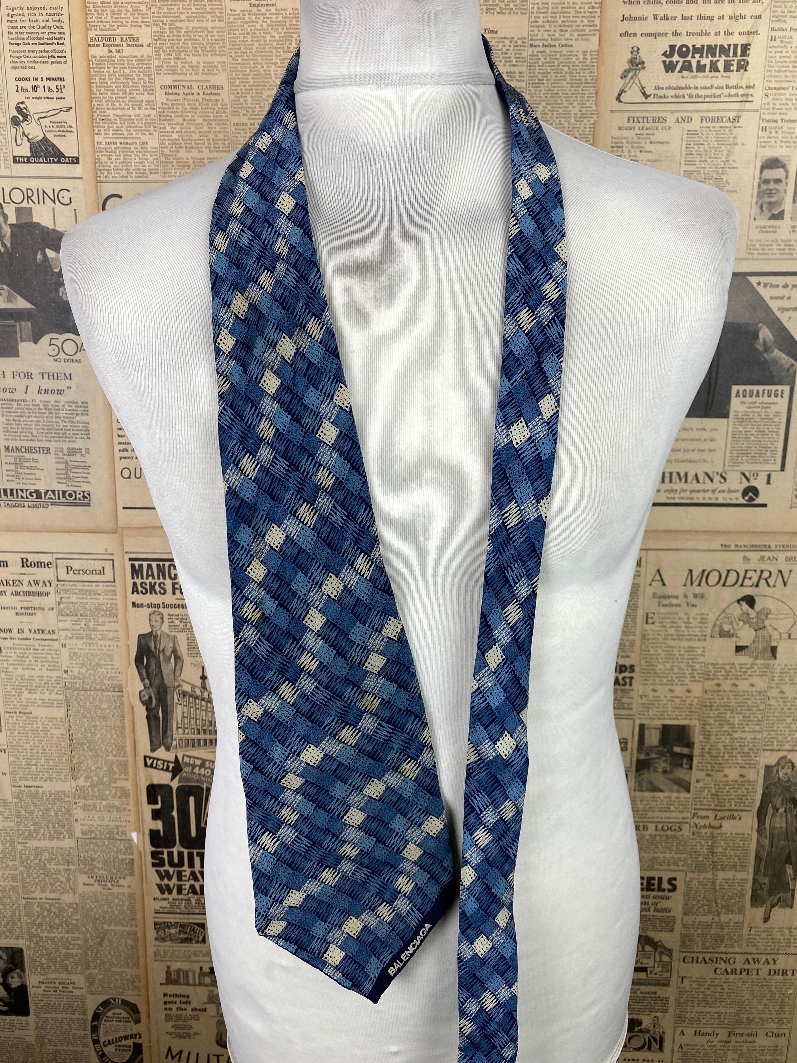 Vintage 1970's Balenciaga blue tie