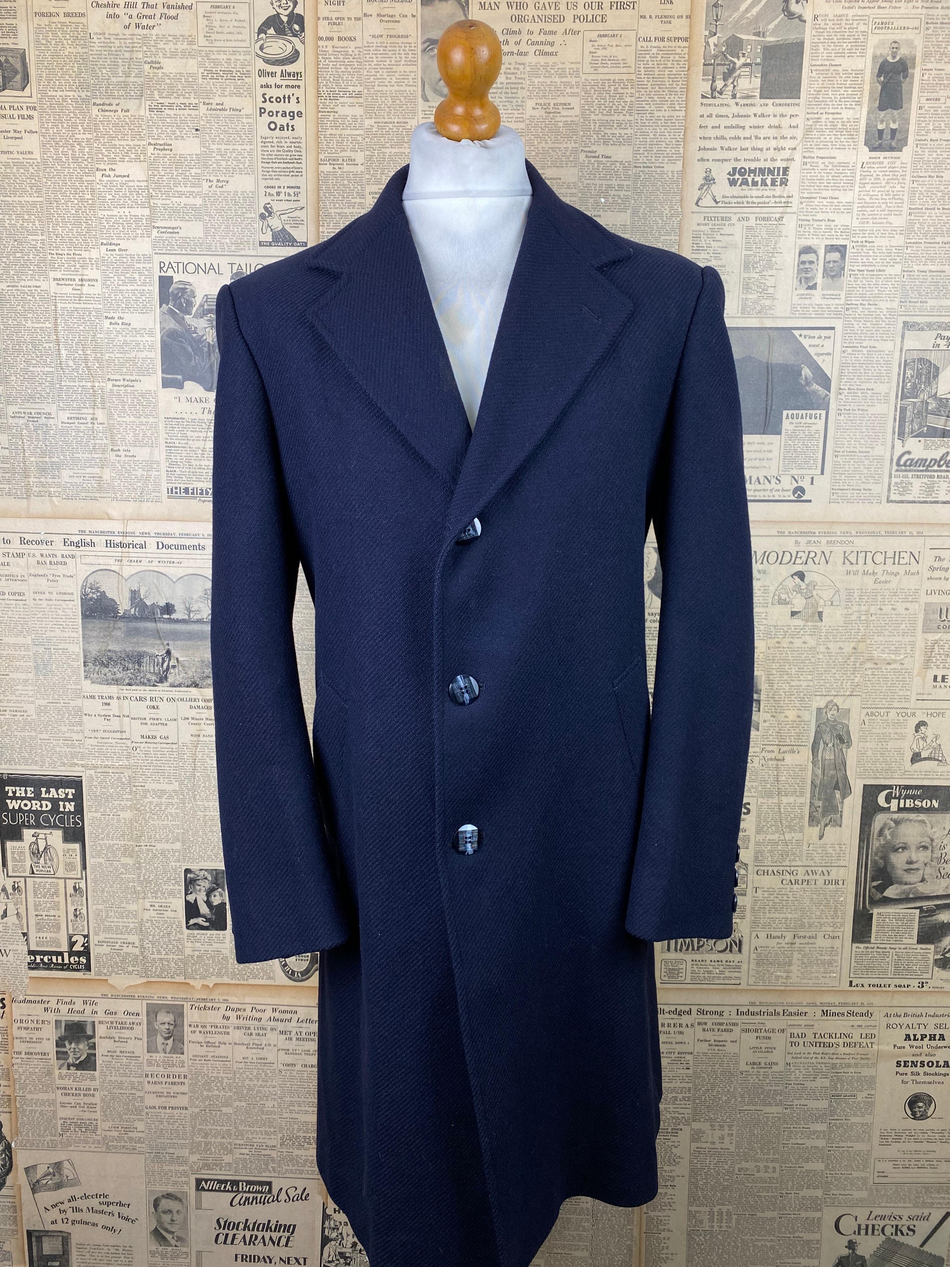 Vintage crombie 1950's 60's grey raglan sleeve city overcoat size 44 46