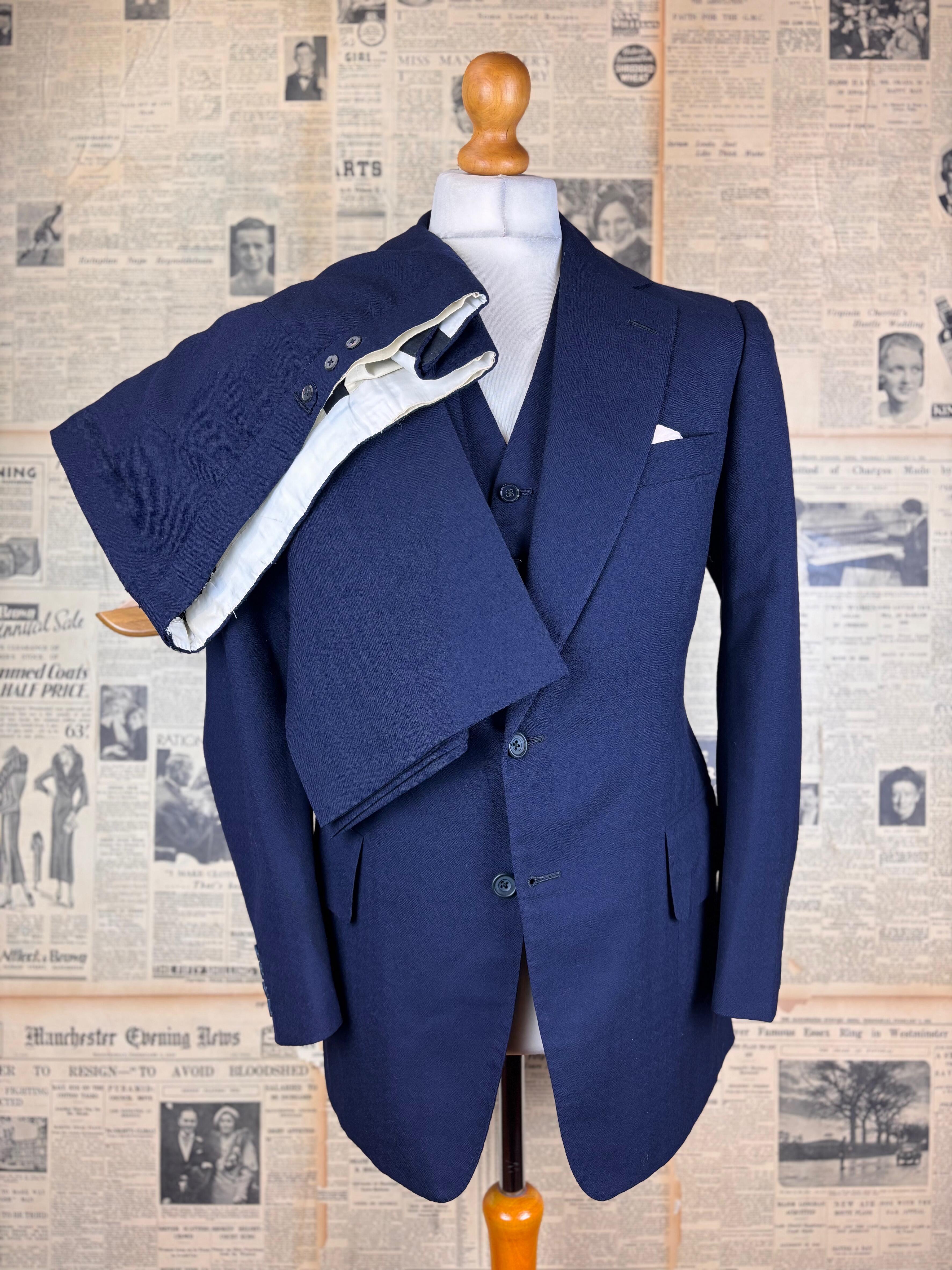 1972 Tommy Nutter Nutters three piece navy suit size 40