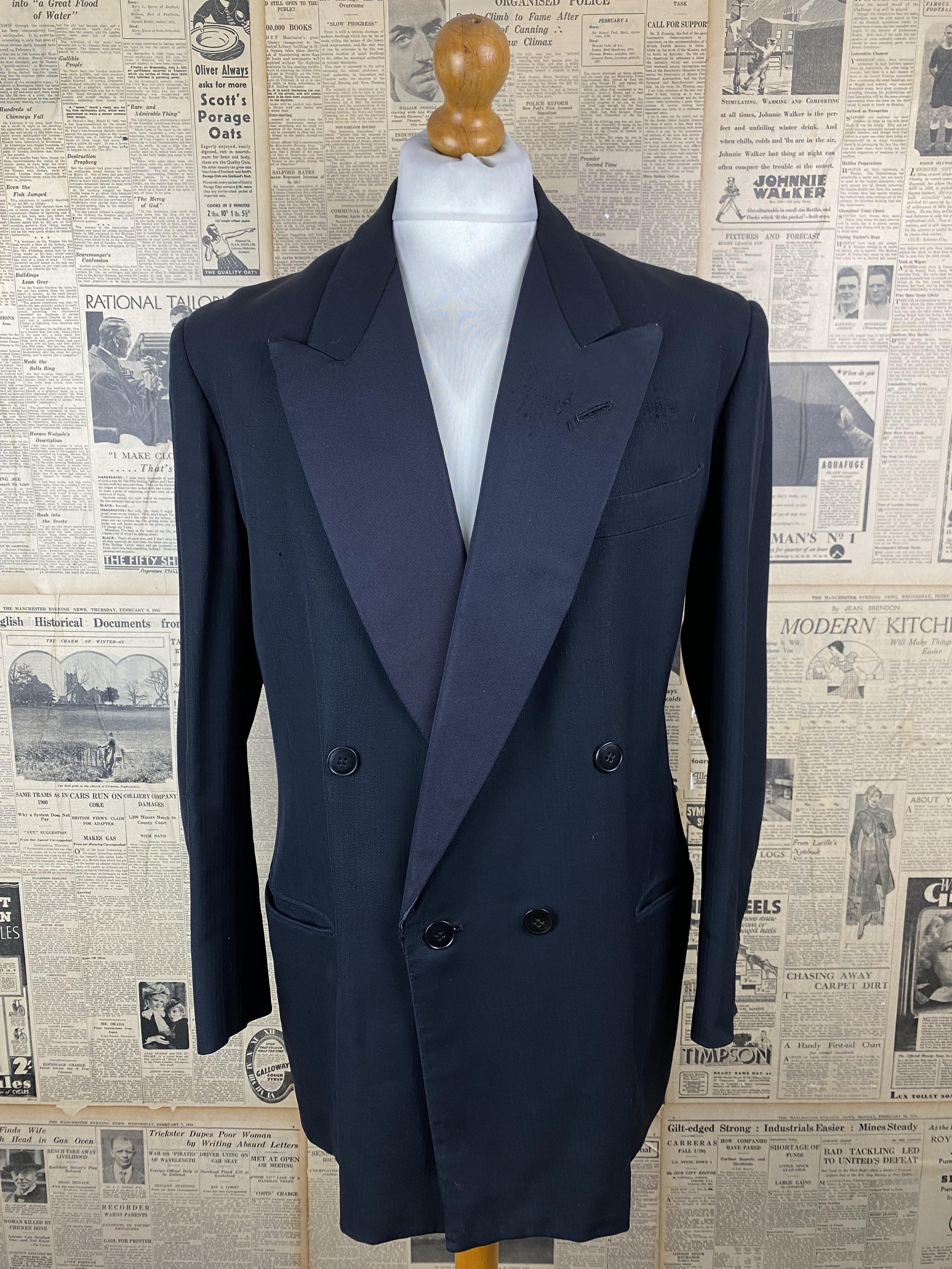 1930's bespoke Savile Row double breasted dinner jacket size 44