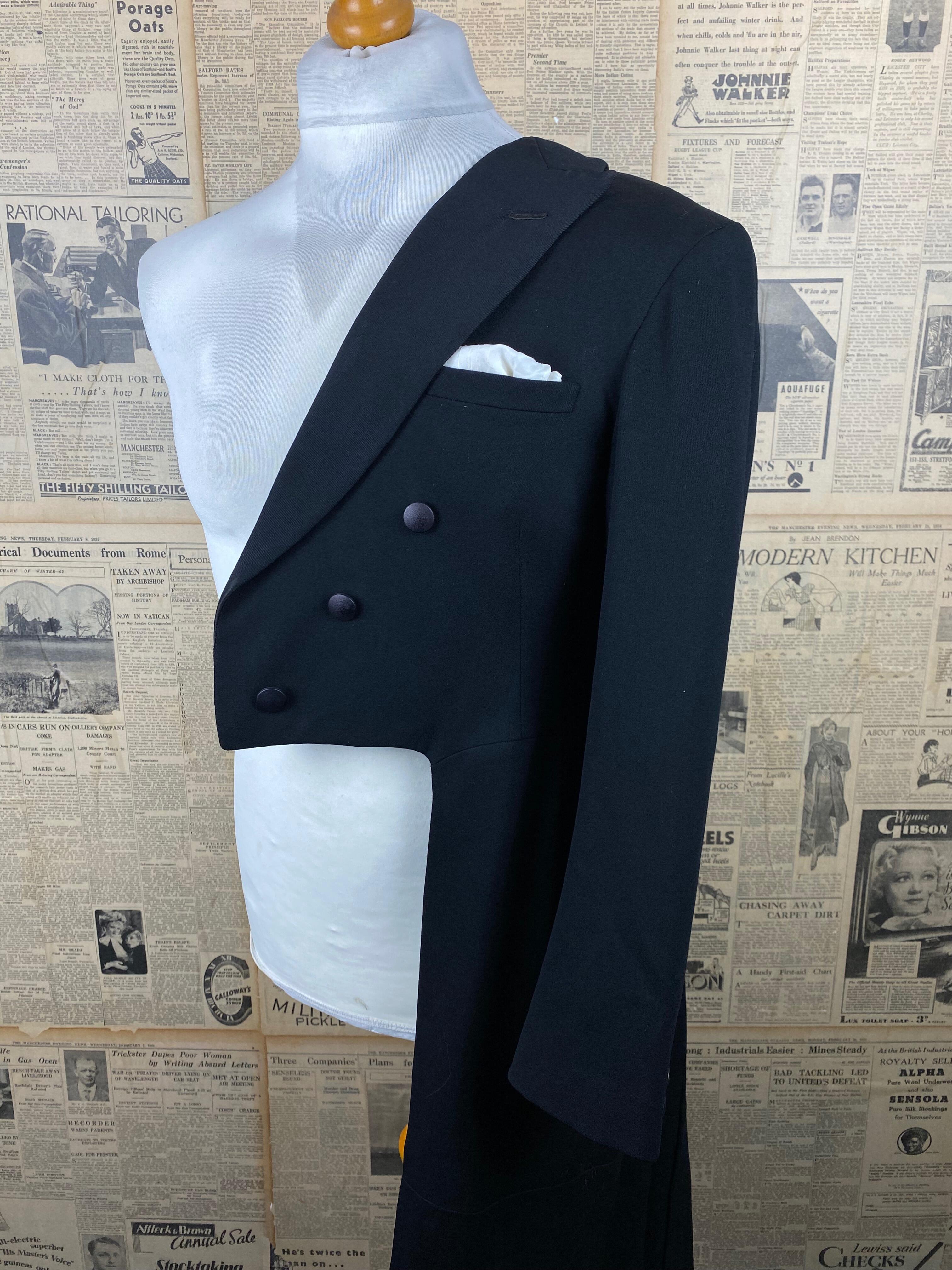 Vintage 1920's white tie evening tailcoat size 36 short