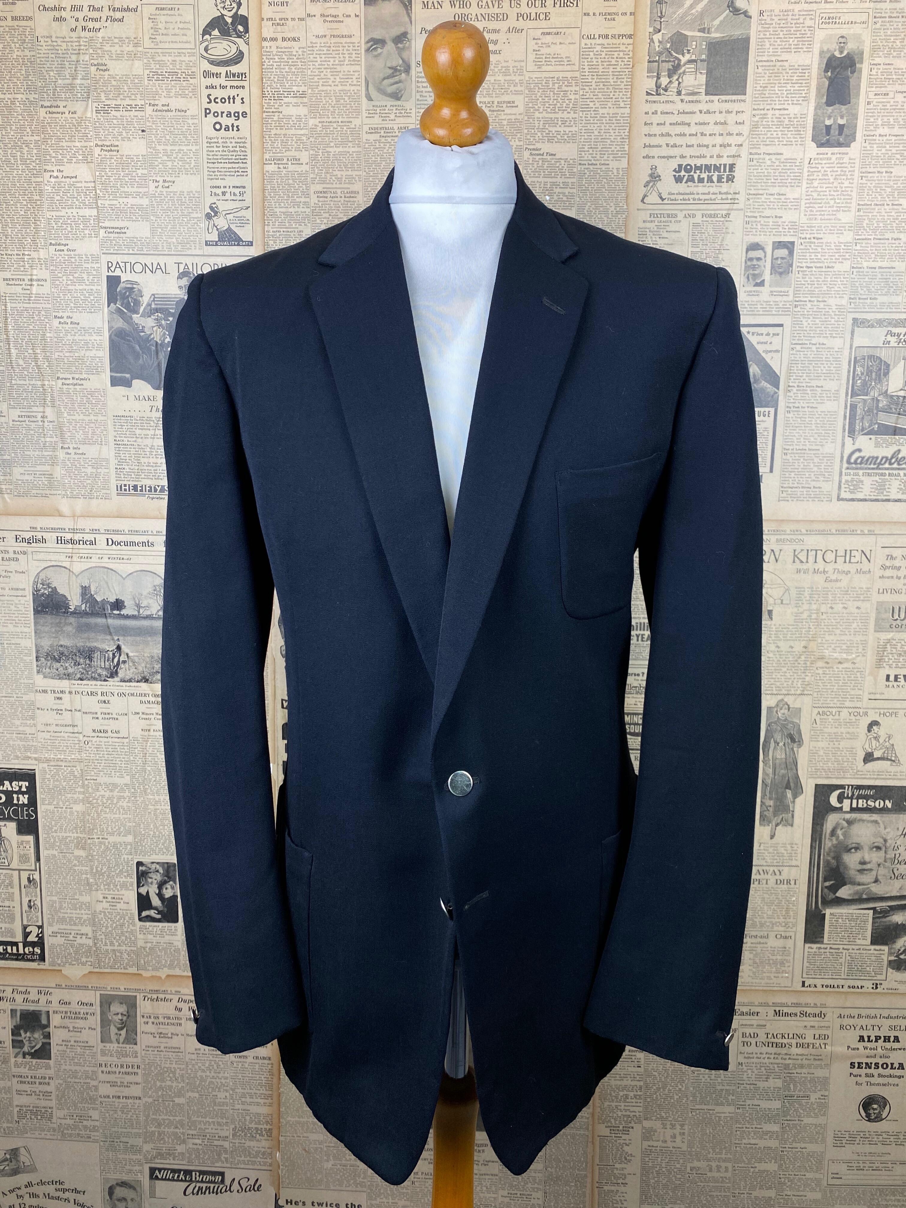 Vintage 1950's black patch pocket blazer size 44 extra long