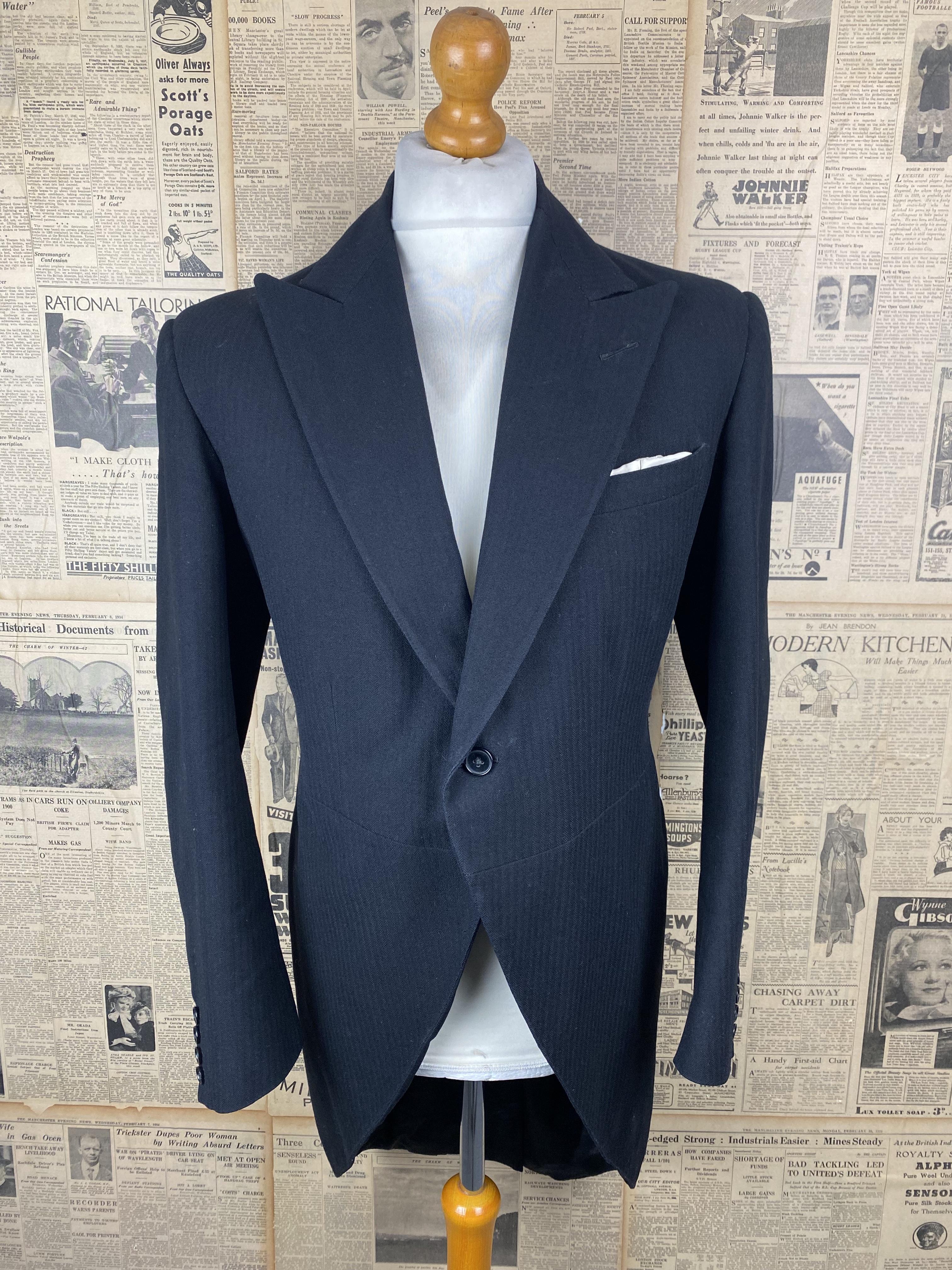 34> Vintage Savile row 1940's morning tailcoat tails coat size 40 regular