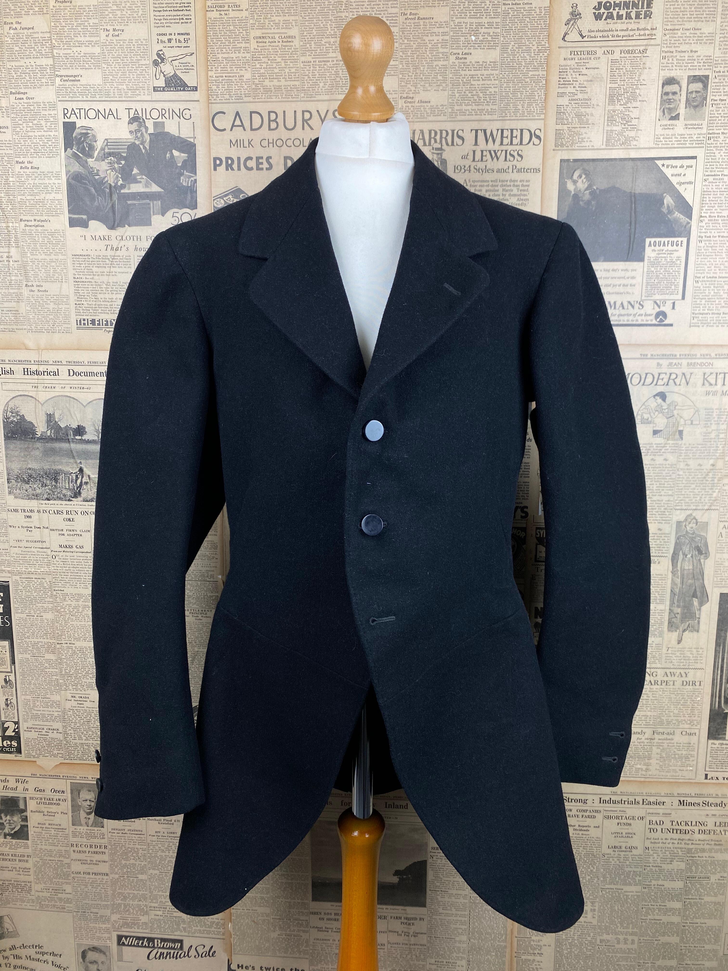 Vintage bespoke 1920's 1930's heavy grey hunt coat size 34