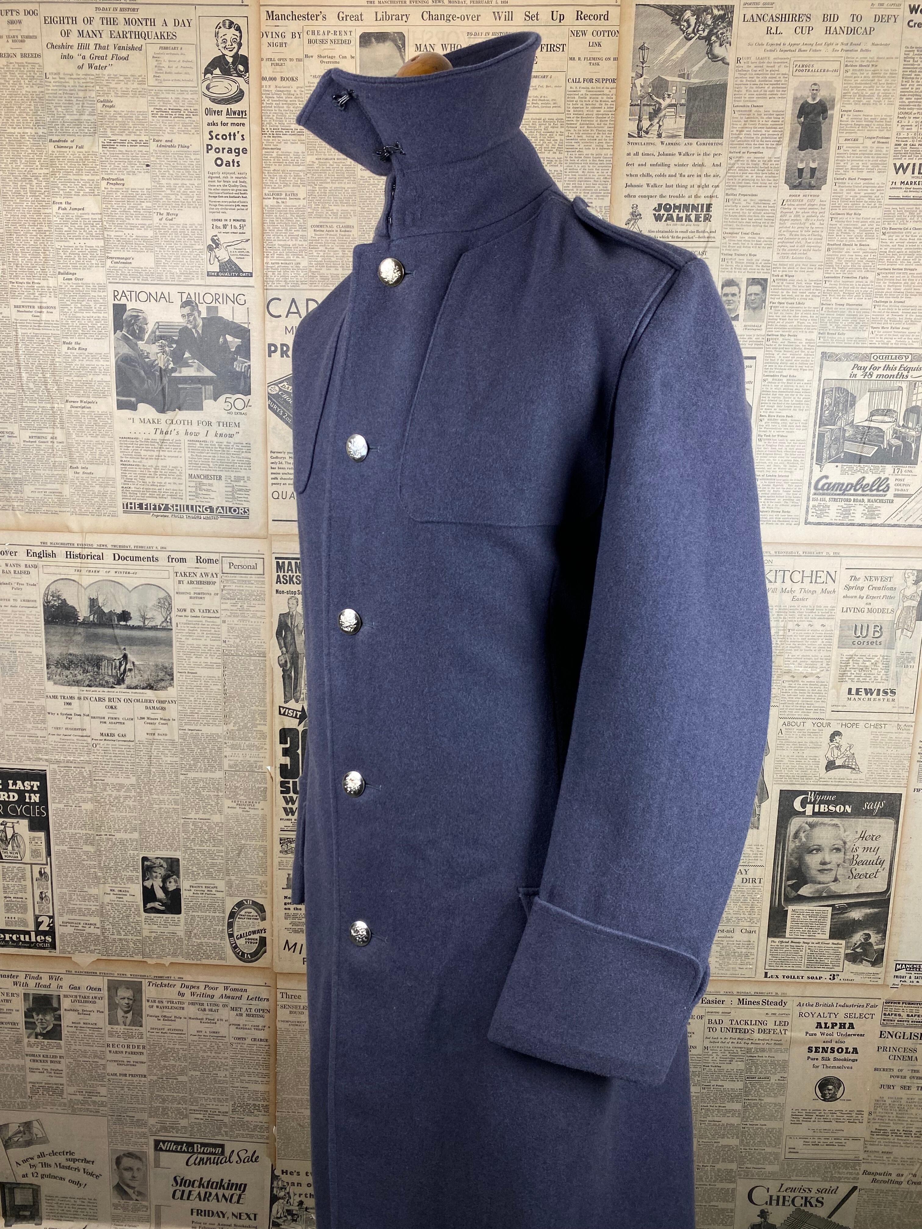 Vintage British household military greatcoat size 36 38 long