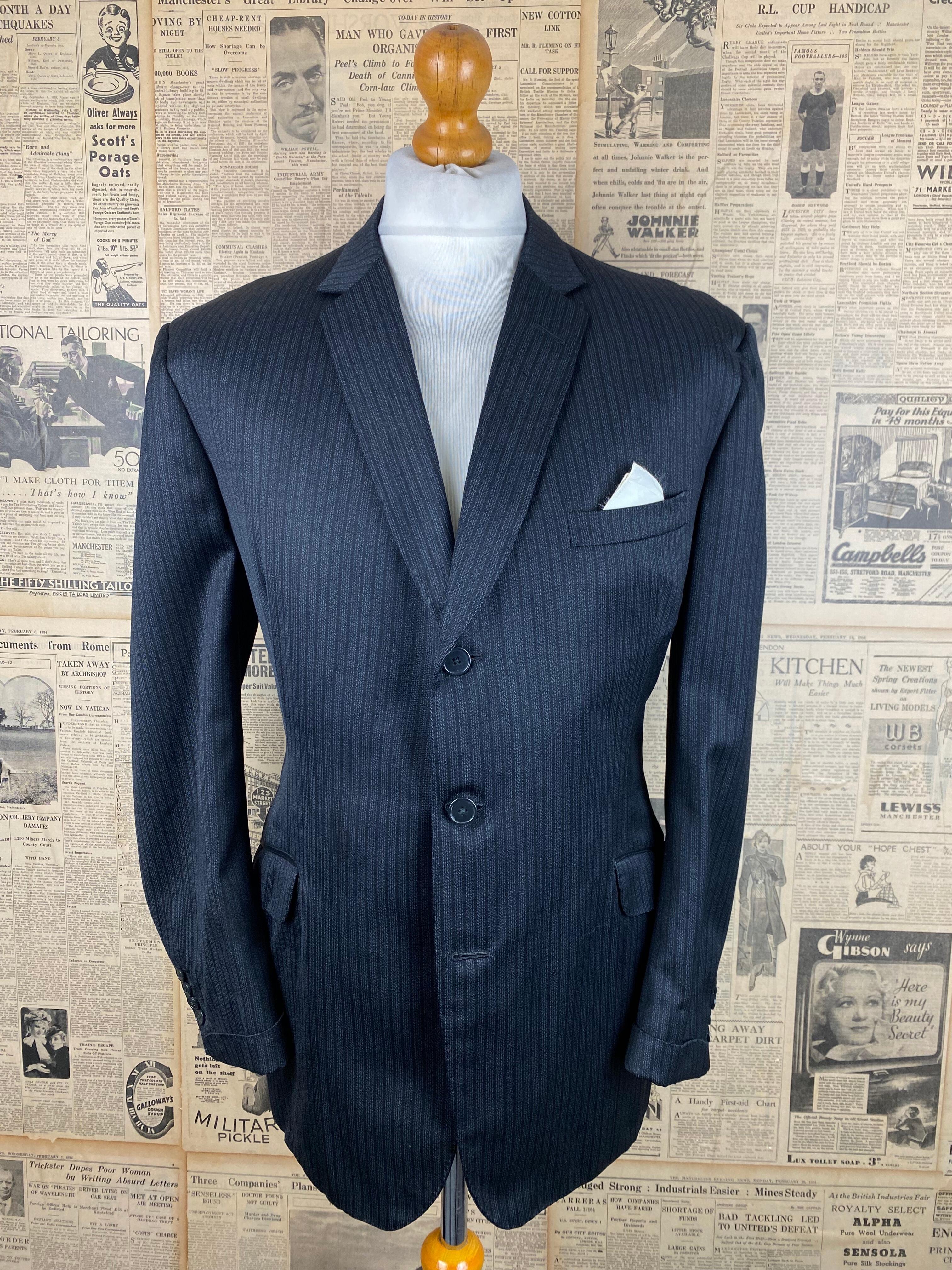 > Vintage Savile Row 1960's grey bespoke suit size 40 short